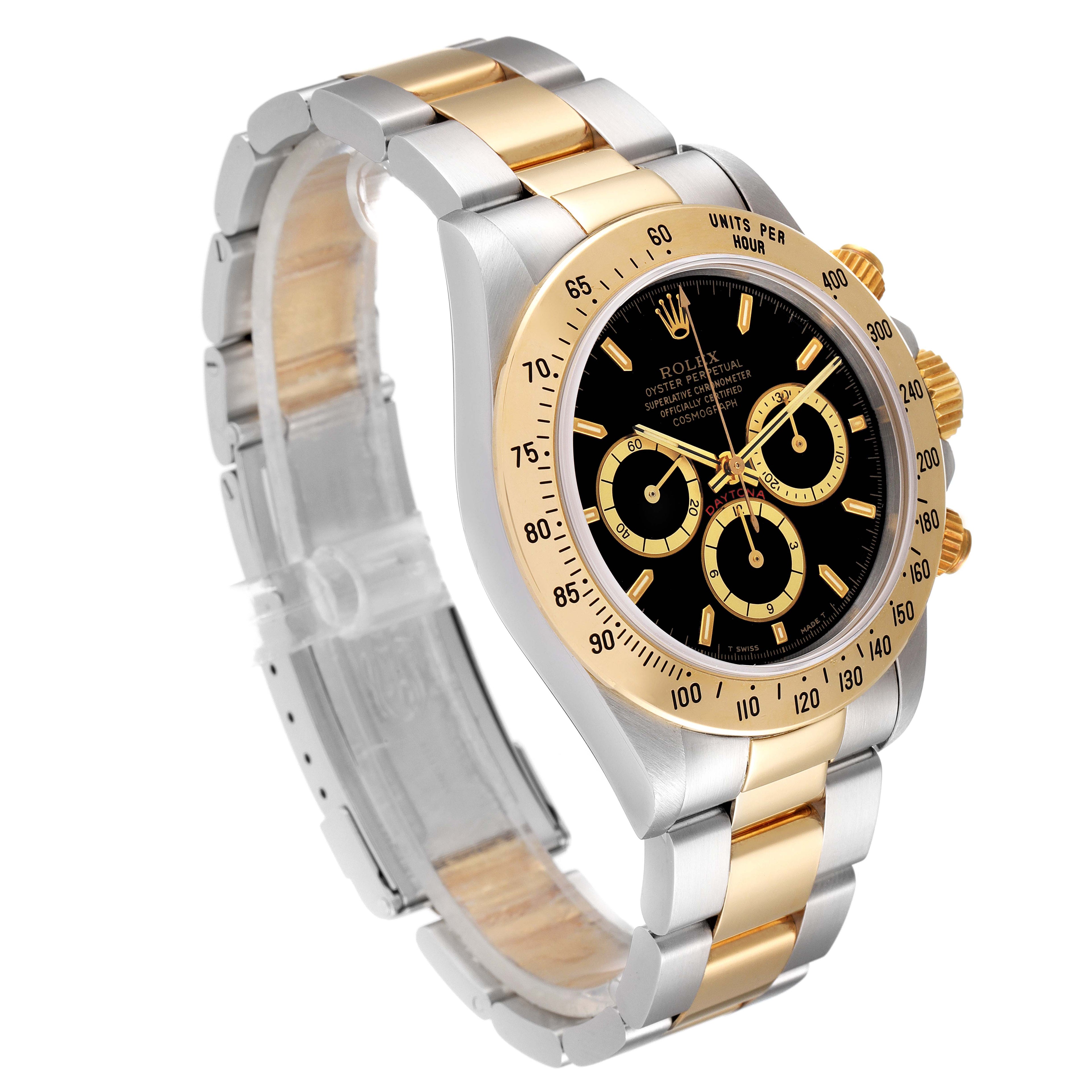 Rolex Daytona Inverted 6 Steel Yellow Gold Black Dial Mens Watch 16523