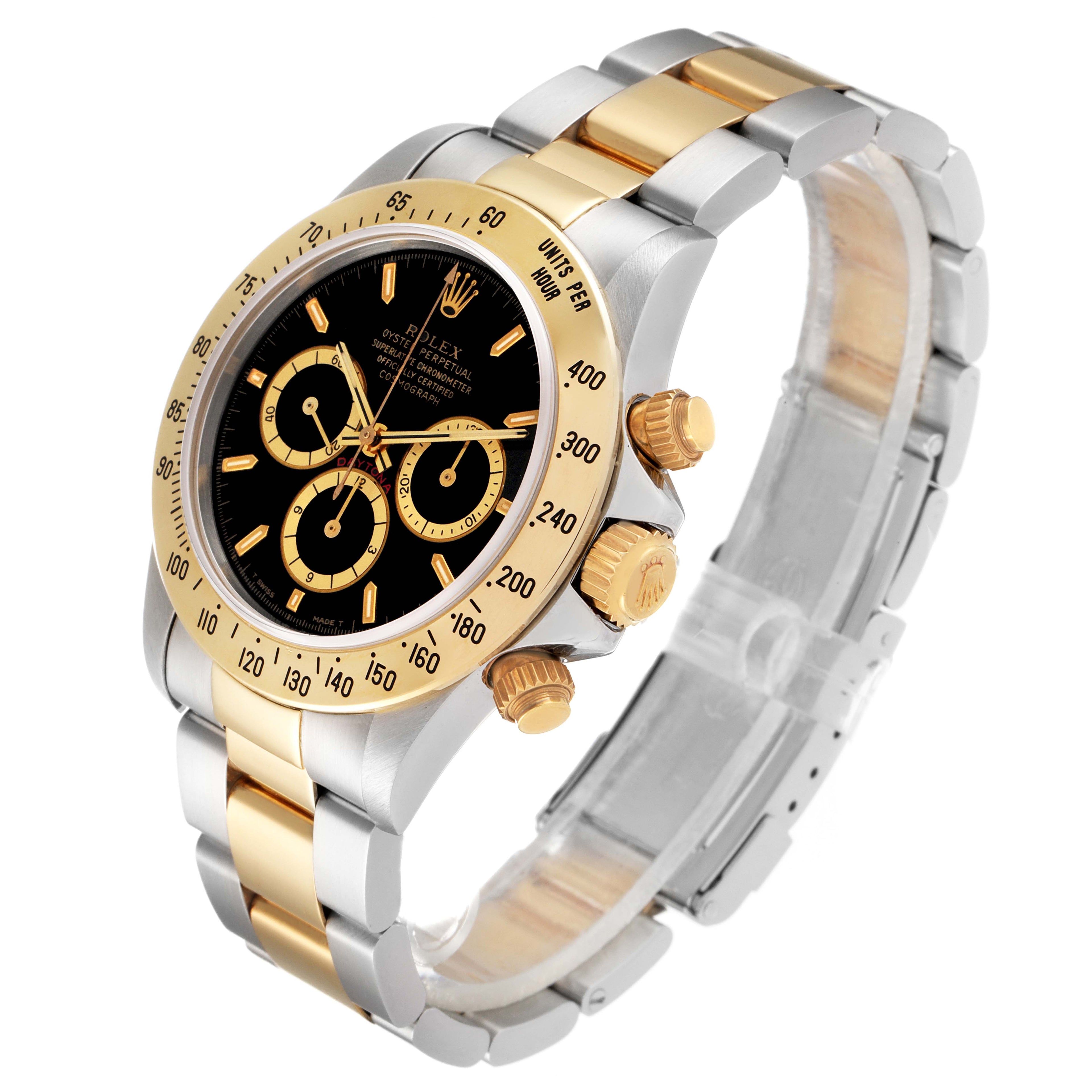 Rolex Daytona Inverted 6 Steel Yellow Gold Black Dial Mens Watch 16523