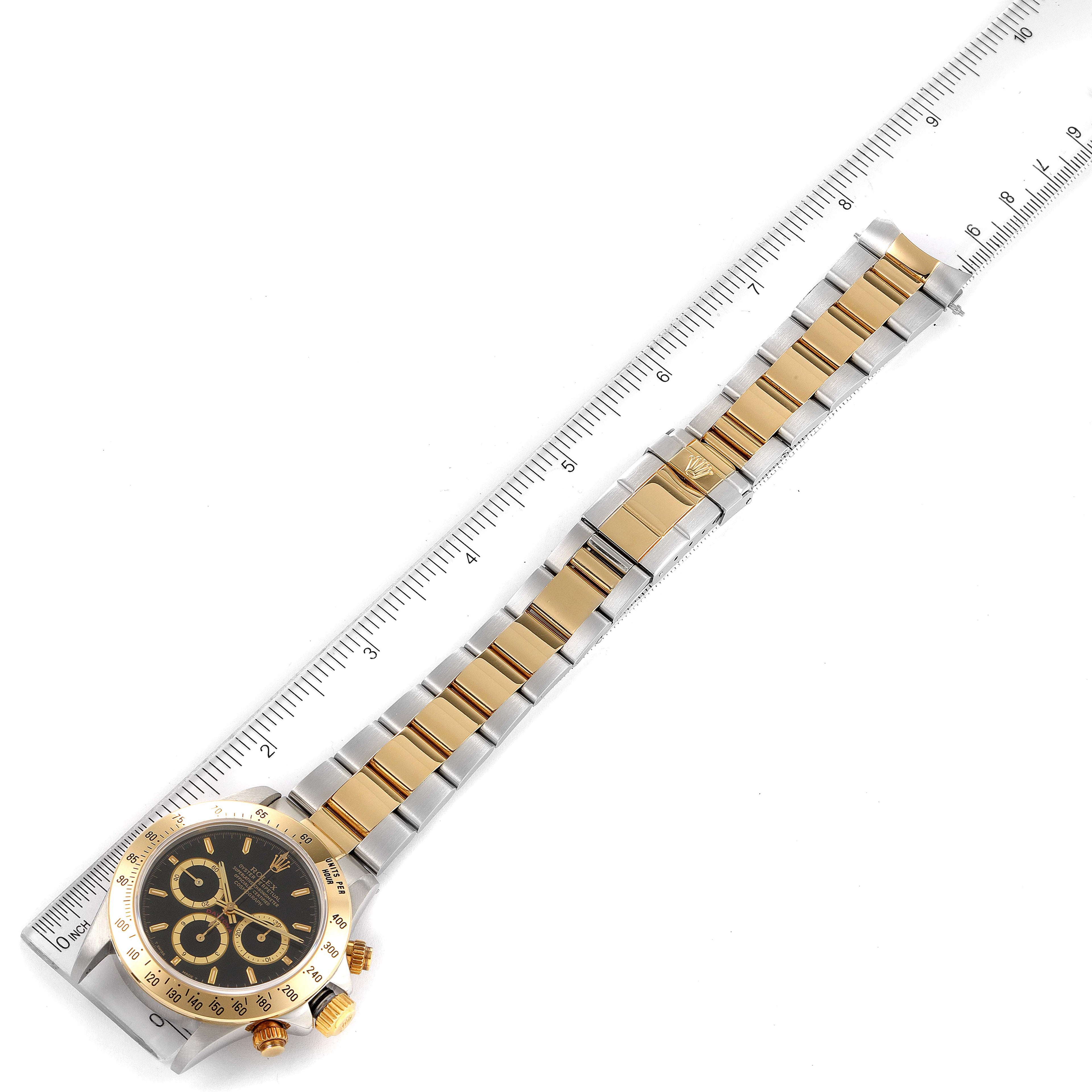Rolex Daytona Inverted 6 Steel Yellow Gold Black Dial Mens Watch 16523