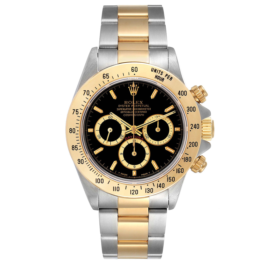 Rolex Daytona Inverted 6 Steel Yellow Gold Black Dial Mens Watch 16523