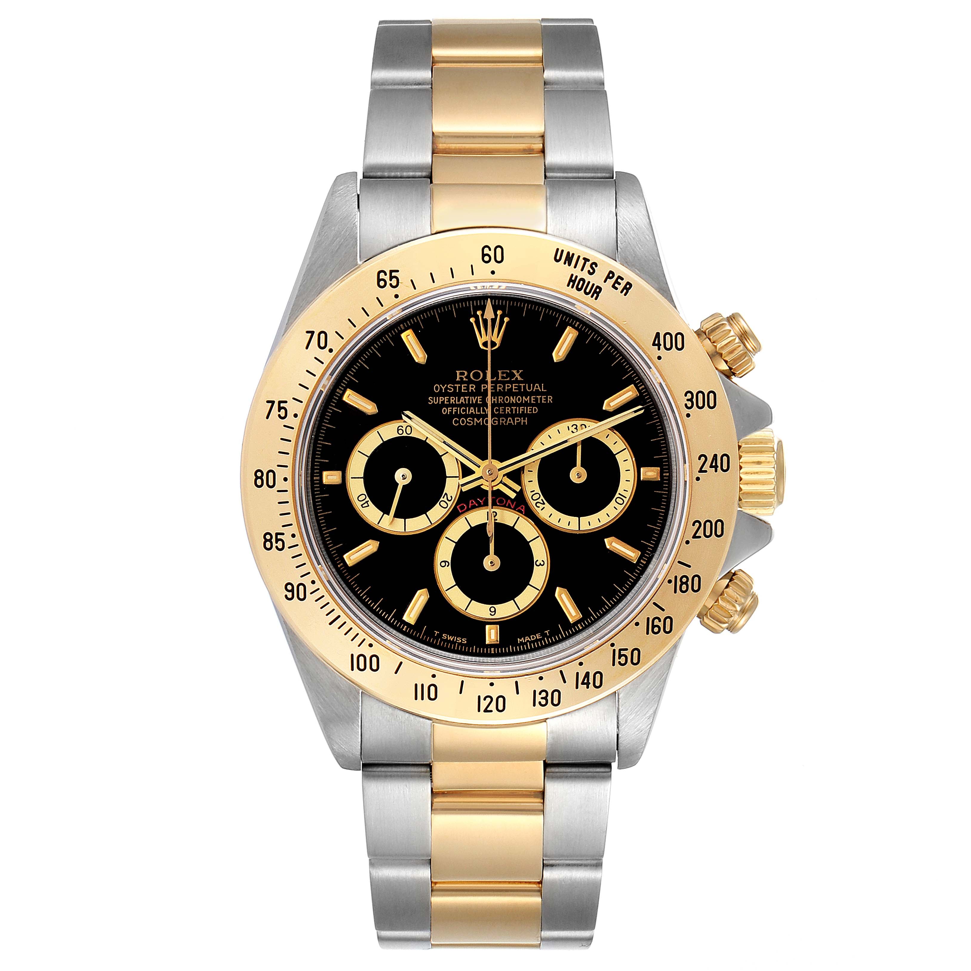 Rolex Daytona Inverted 6 Steel Yellow Gold Black Dial Mens Watch 16523