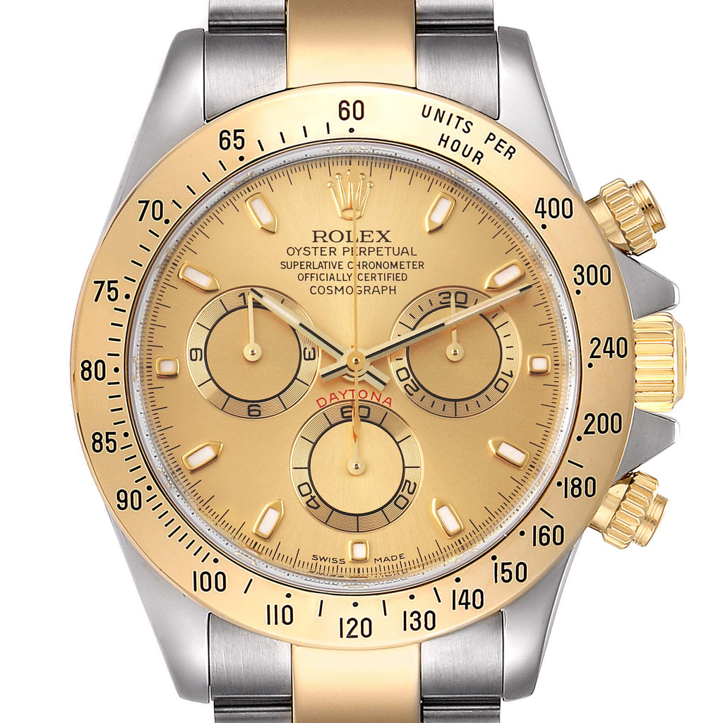 Rolex Daytona Steel 18K Yellow Gold Champagne Dial Mens Watch 116523