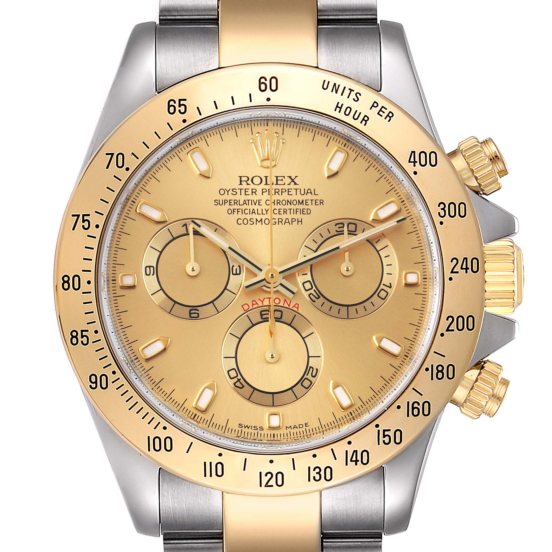 Rolex Daytona Steel 18K Yellow Gold Champagne Dial Mens Watch 116523