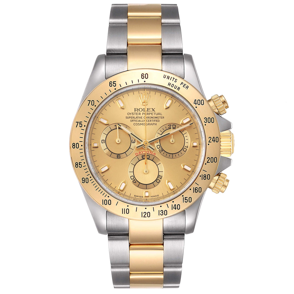 Rolex Daytona Steel 18K Yellow Gold Champagne Dial Mens Watch 116523