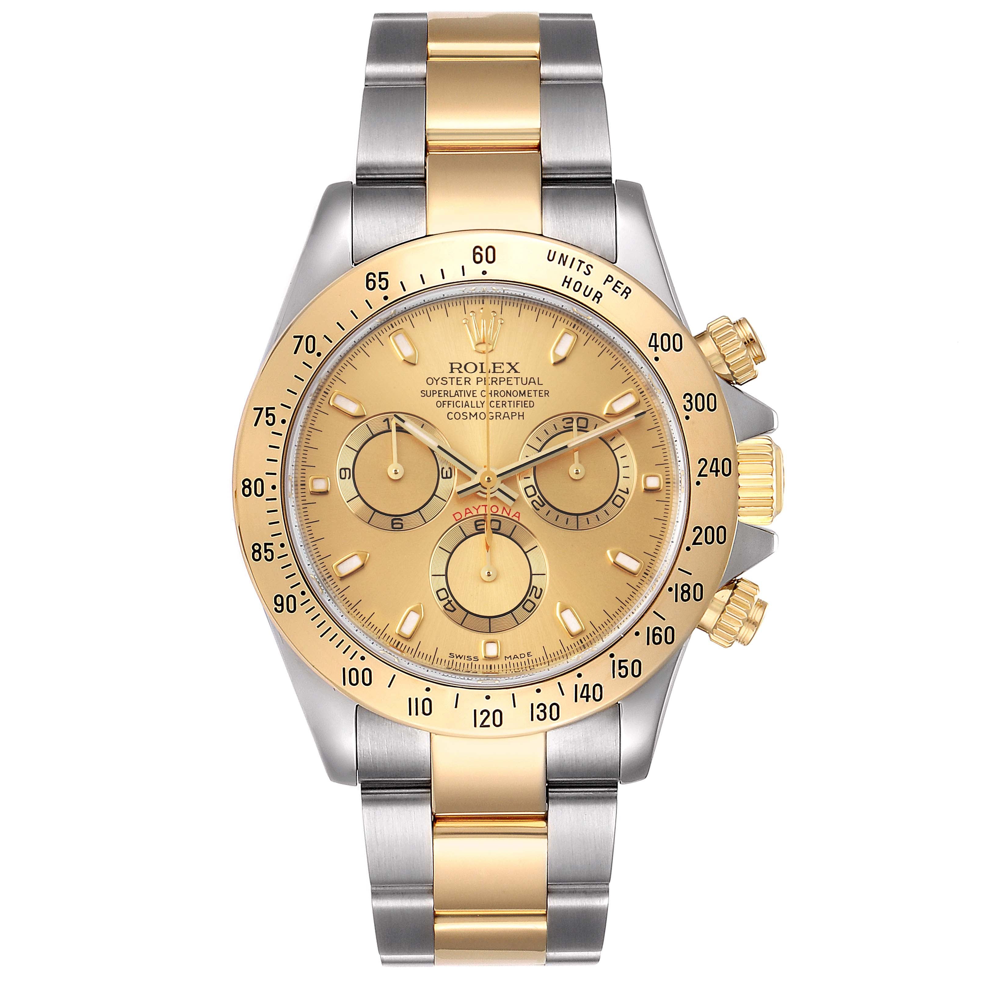 Rolex Daytona Steel 18K Yellow Gold Champagne Dial Mens Watch 116523