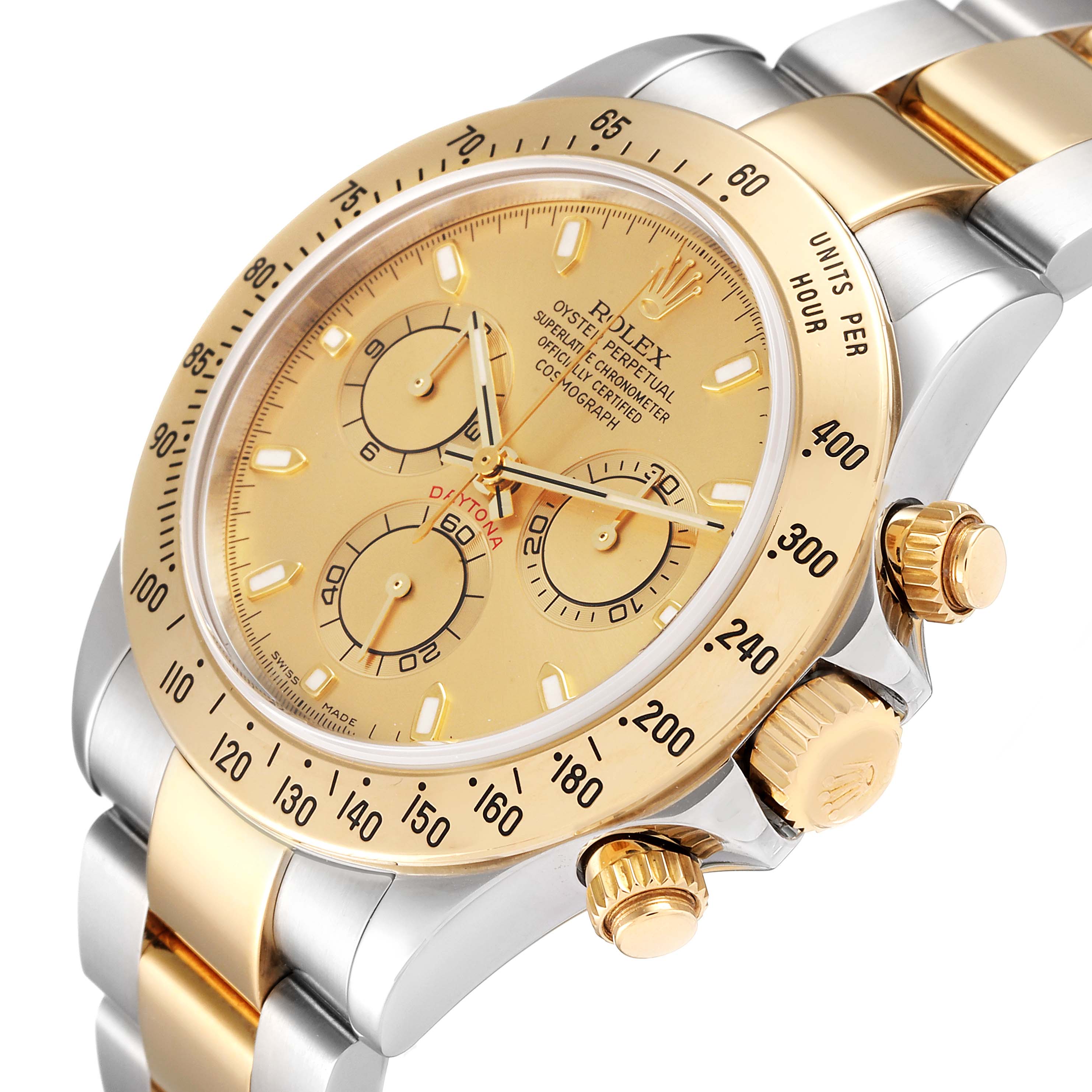 Rolex Daytona Steel 18K Yellow Gold Champagne Dial Mens Watch 116523