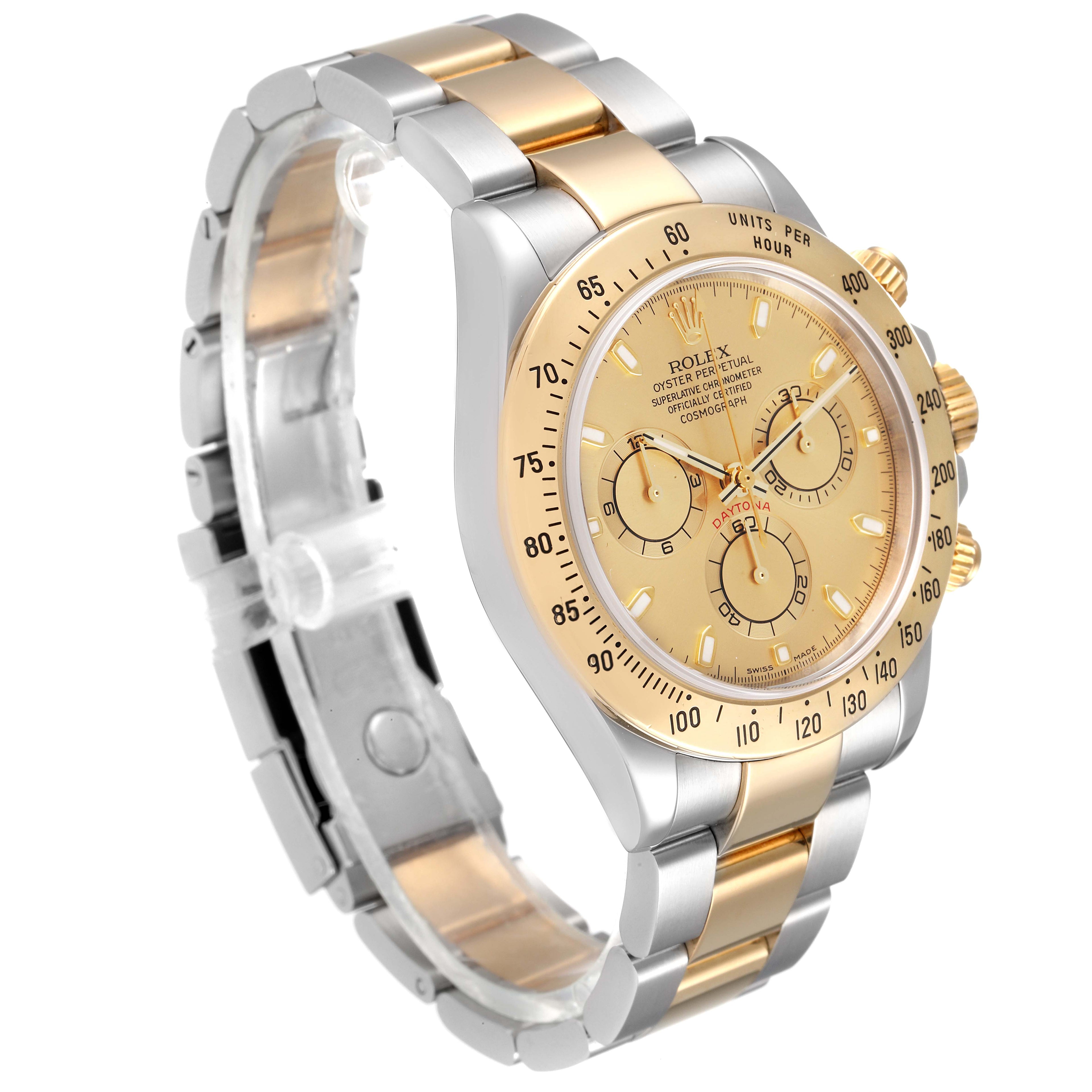 Rolex Daytona Steel 18K Yellow Gold Champagne Dial Mens Watch 116523