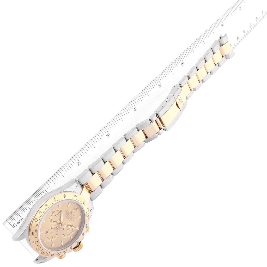Rolex Daytona Steel 18K Yellow Gold Champagne Dial Mens Watch 116523 Box Papers