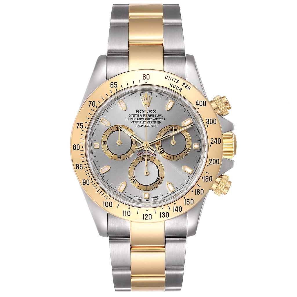 Rolex Daytona Steel 18k Yellow Gold Slate Dial Mens Watch 116523