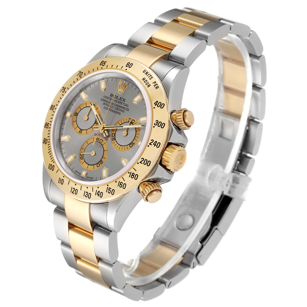 Rolex Daytona Steel 18k Yellow Gold Slate Dial Mens Watch 116523