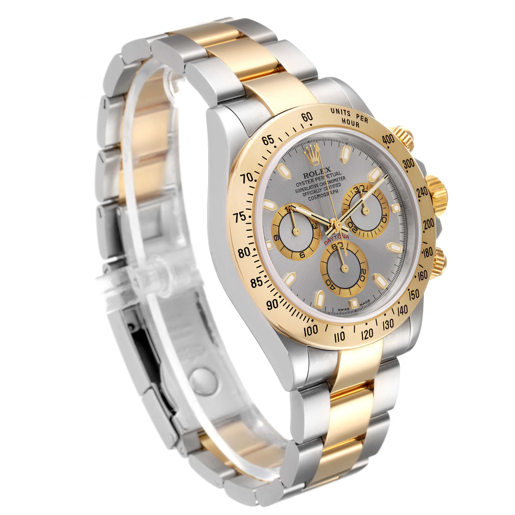 Rolex Daytona Steel 18k Yellow Gold Slate Dial Mens Watch 116523