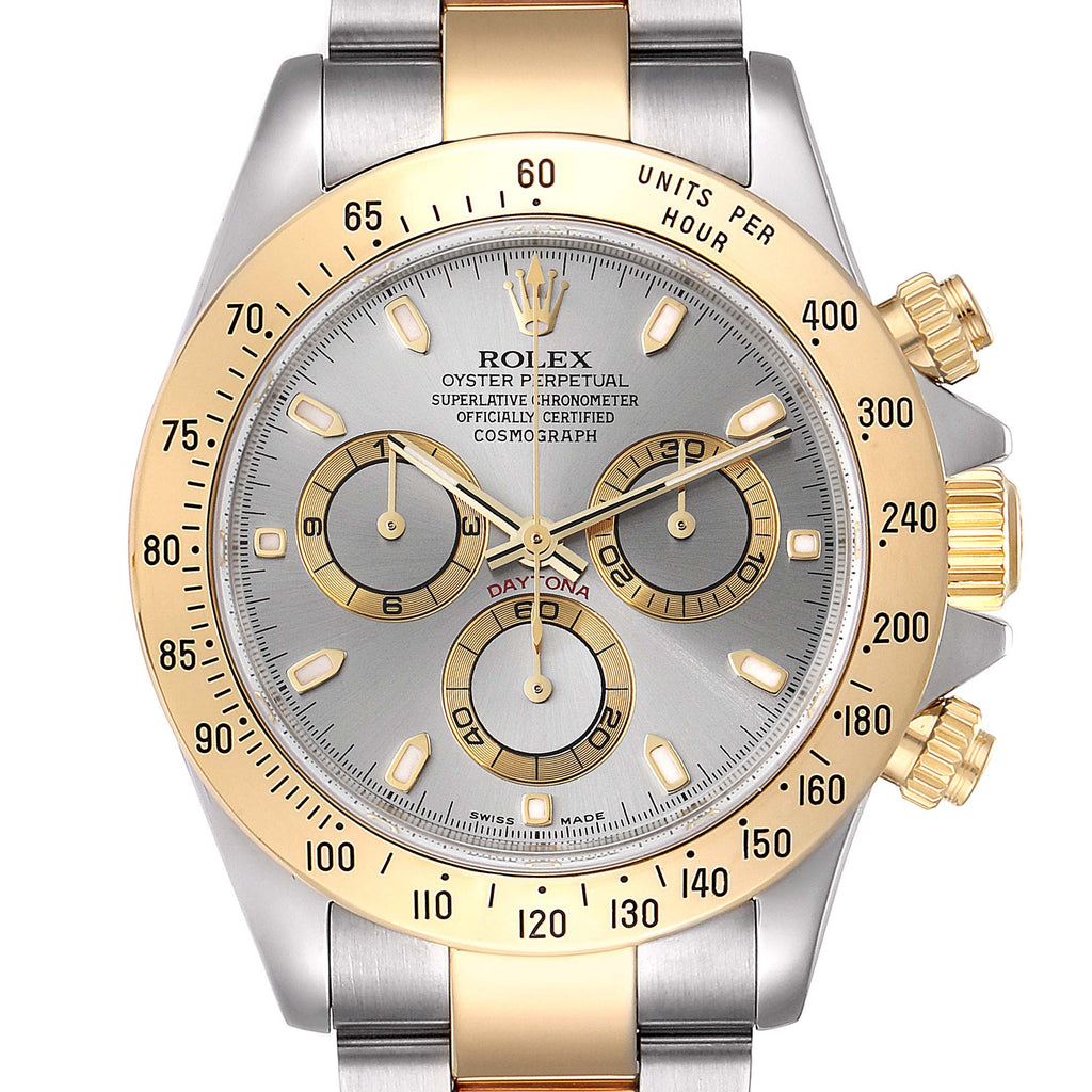 Rolex Daytona Steel 18k Yellow Gold Slate Dial Mens Watch 116523