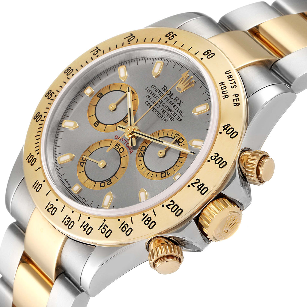 Rolex Daytona Steel 18k Yellow Gold Slate Dial Mens Watch 116523