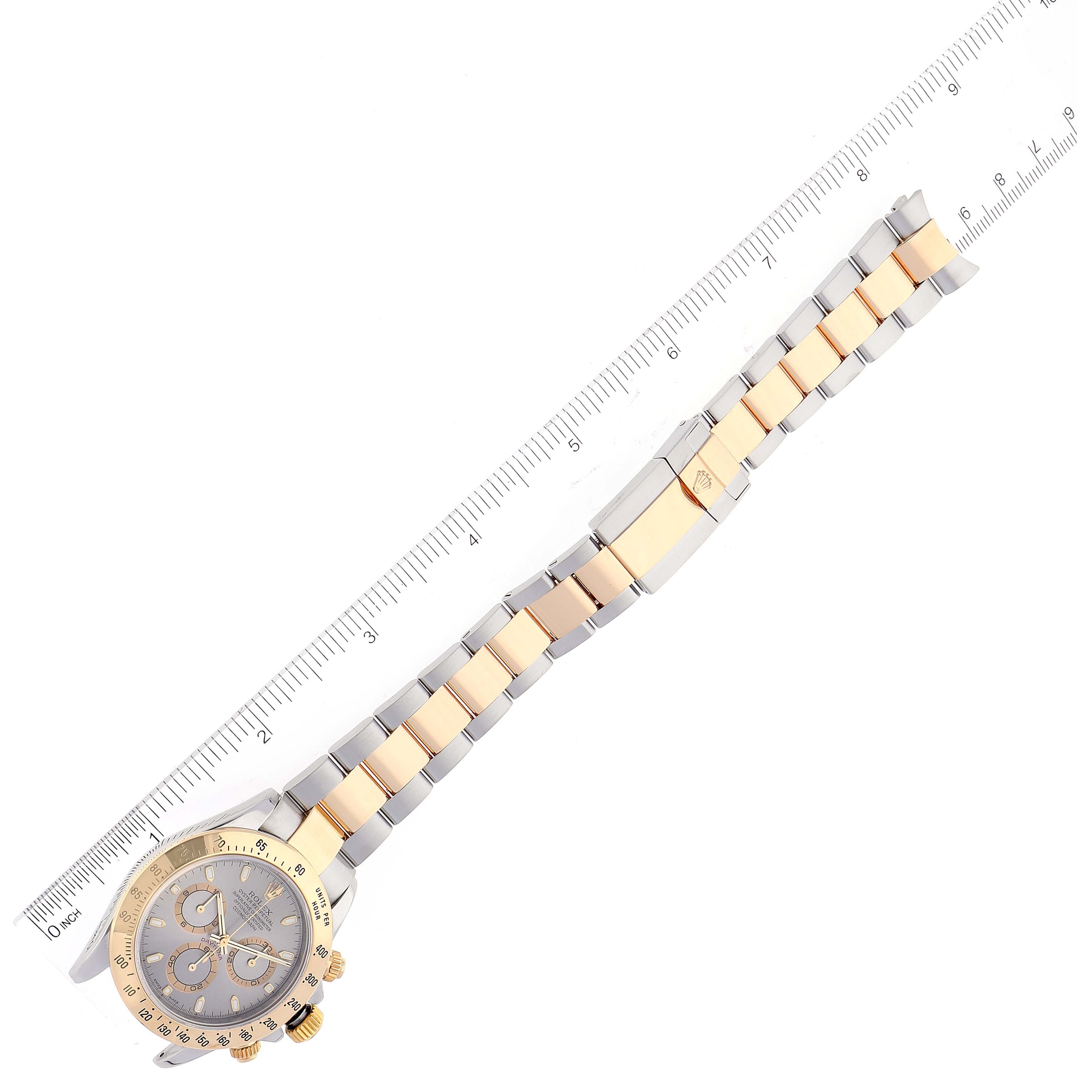 Rolex Daytona Steel 18k Yellow Gold Slate Dial Mens Watch 116523 Box Papers