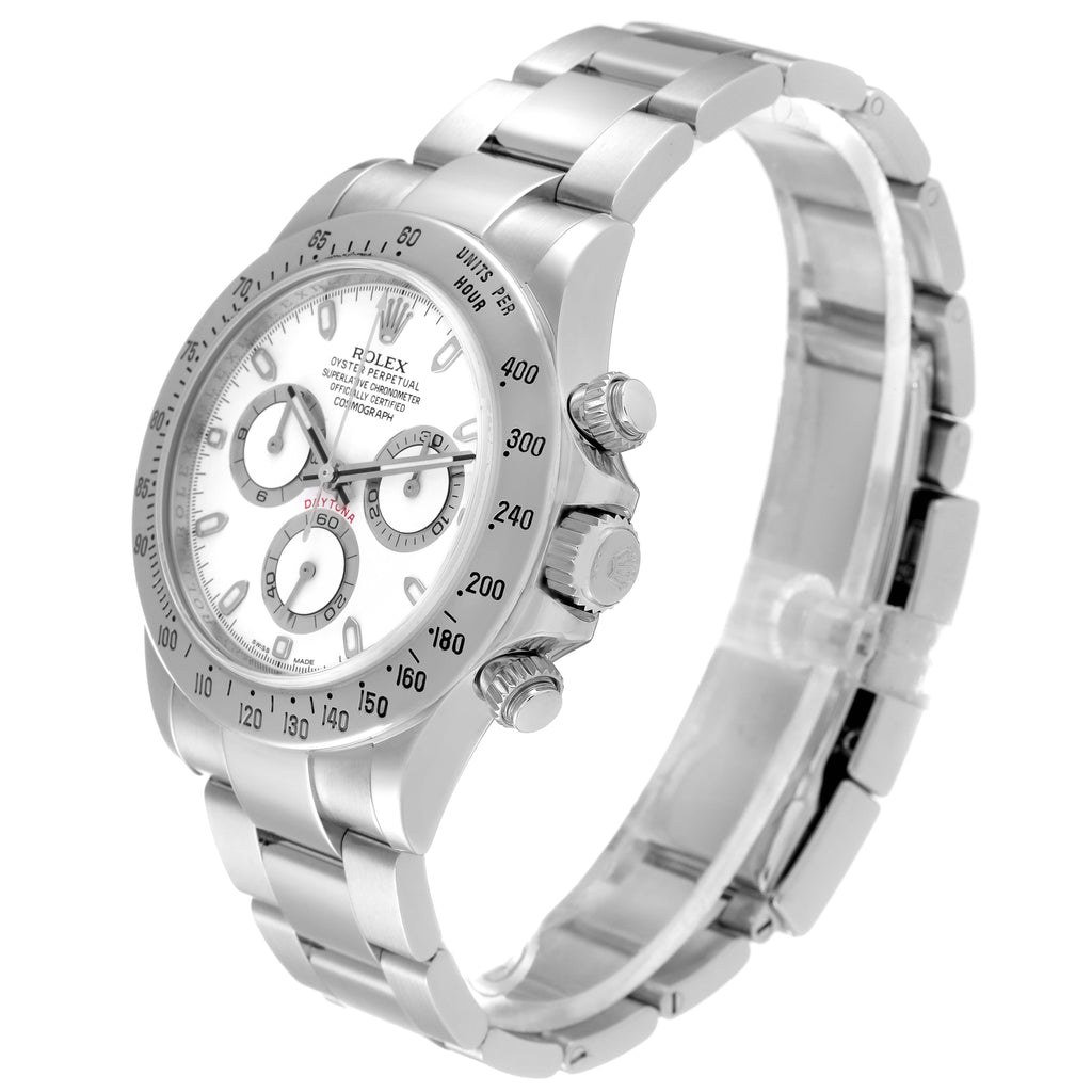 Rolex Daytona Steel White Dial Chronograph Mens Watch 116520 Box Card