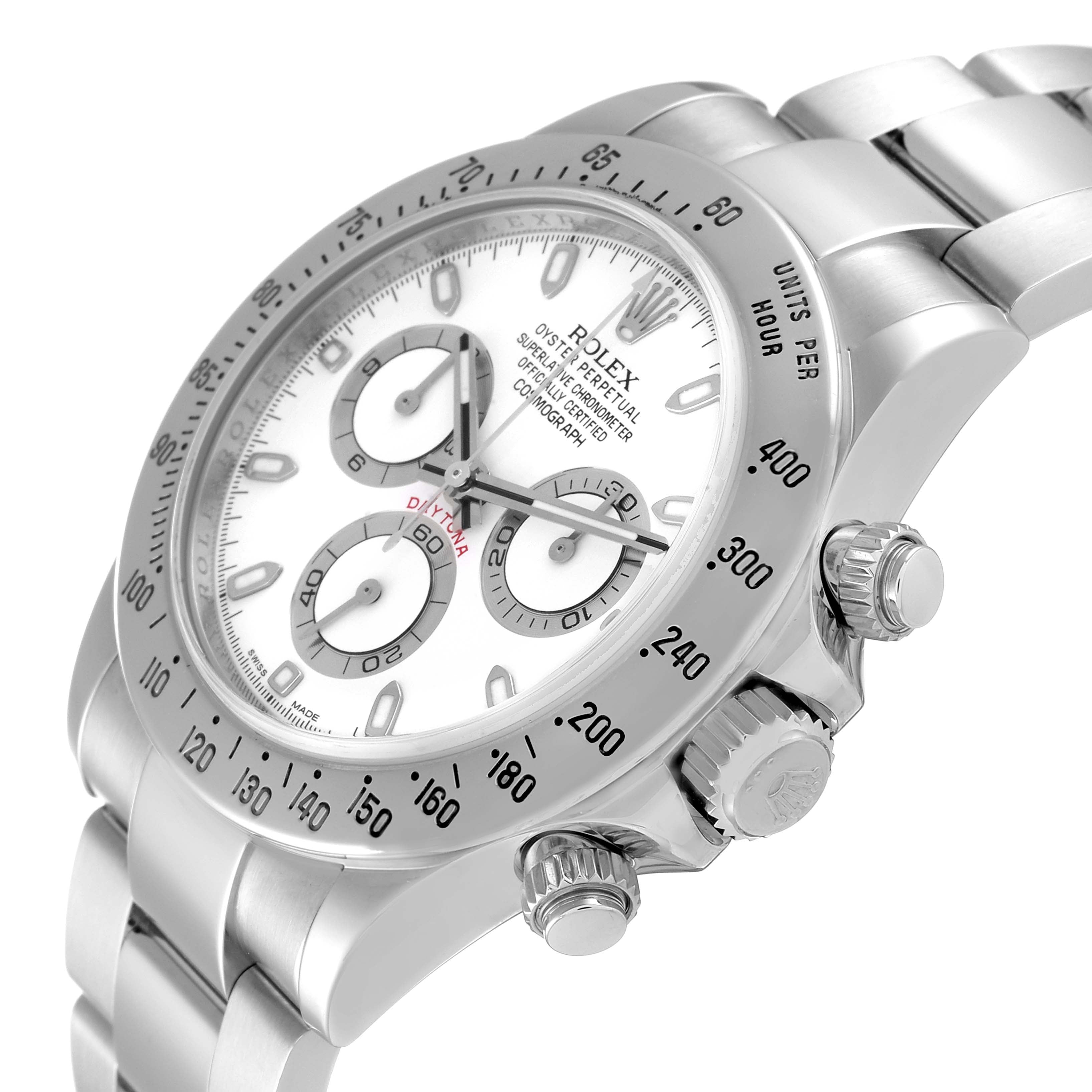 Rolex Daytona Steel White Dial Chronograph Mens Watch 116520 Box Card