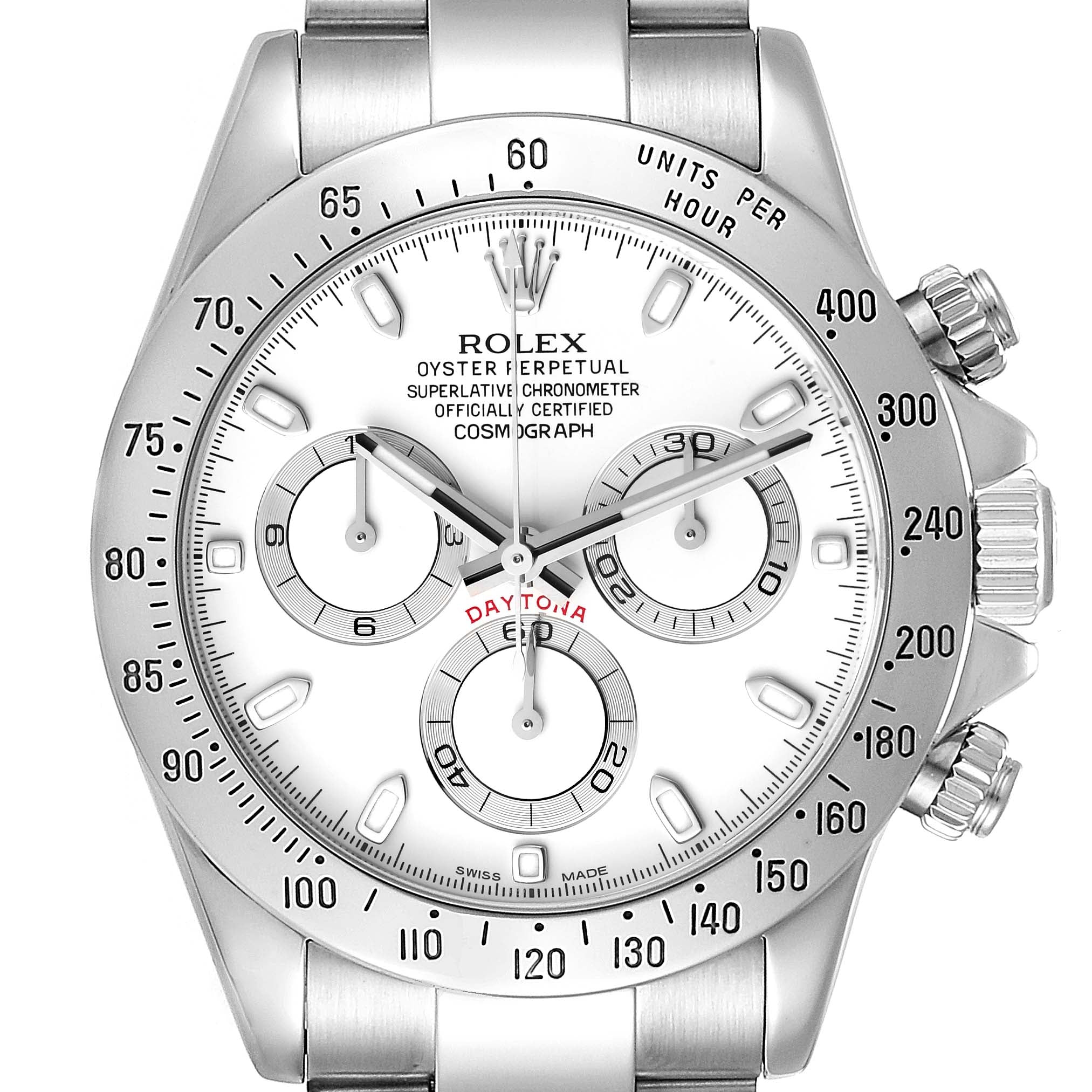 Rolex Daytona Steel White Dial Chronograph Mens Watch 116520 Box Card