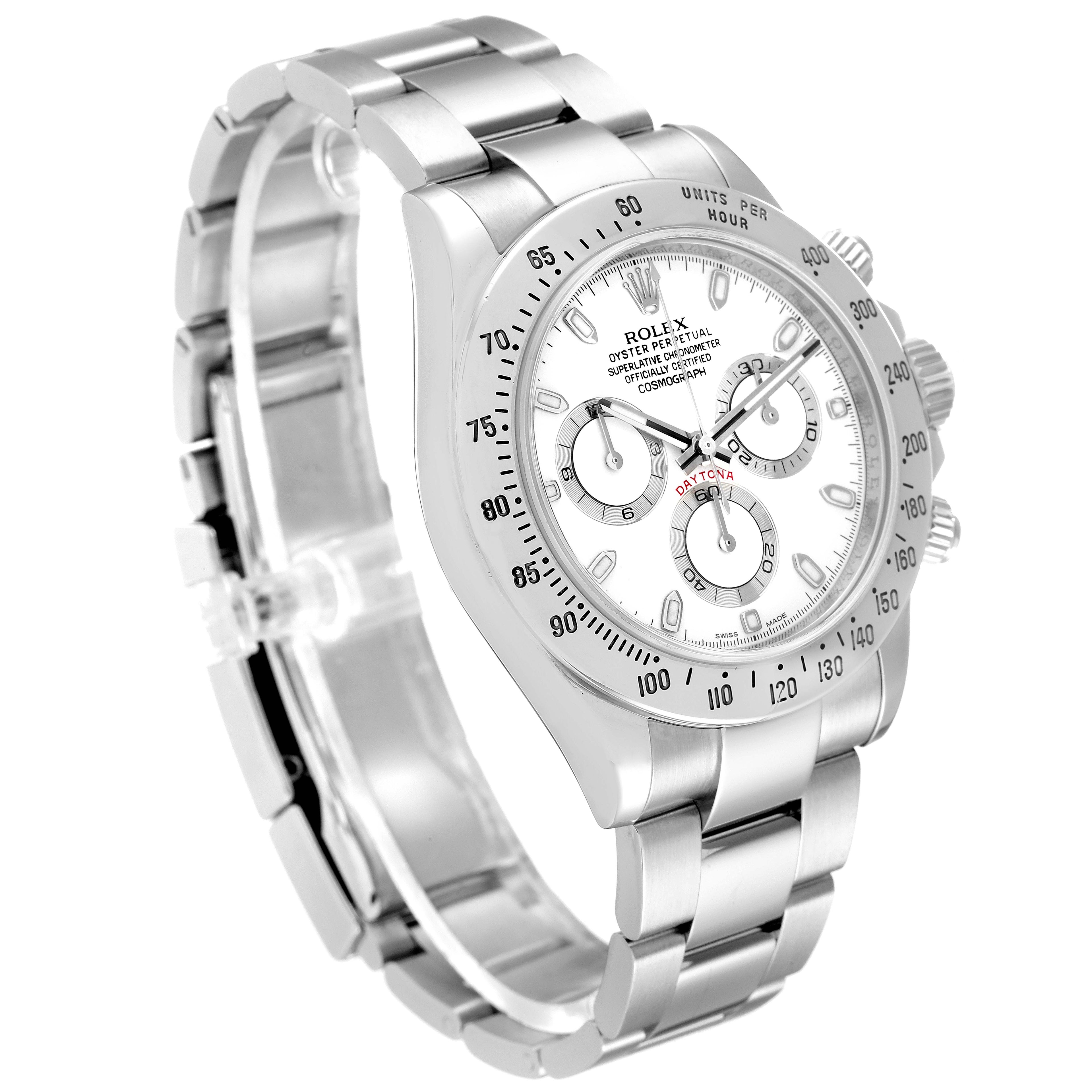 Rolex Daytona Steel White Dial Chronograph Mens Watch 116520 Box Card