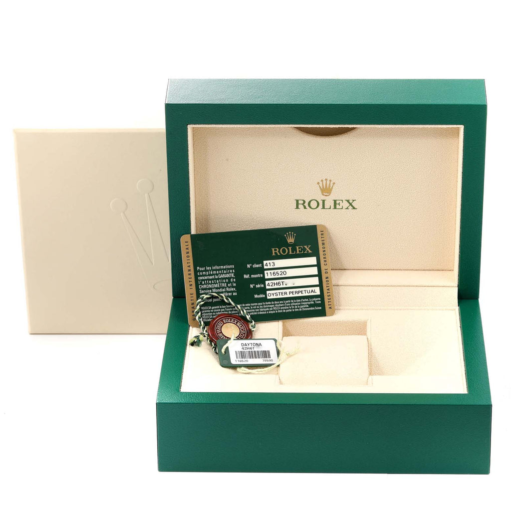 Rolex Daytona Steel White Dial Chronograph Mens Watch 116520 Box Card