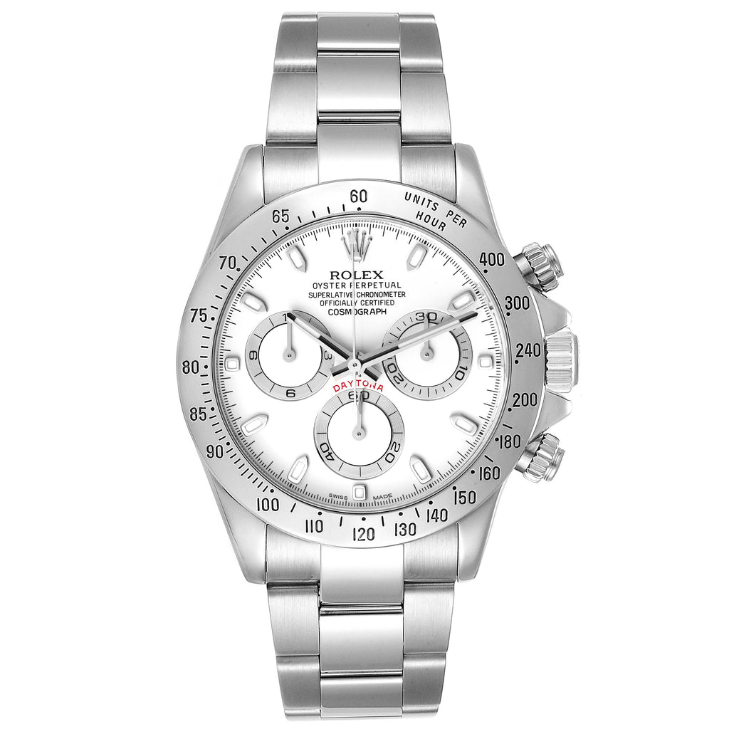 Rolex Daytona Steel White Dial Chronograph Mens Watch 116520 Box Card