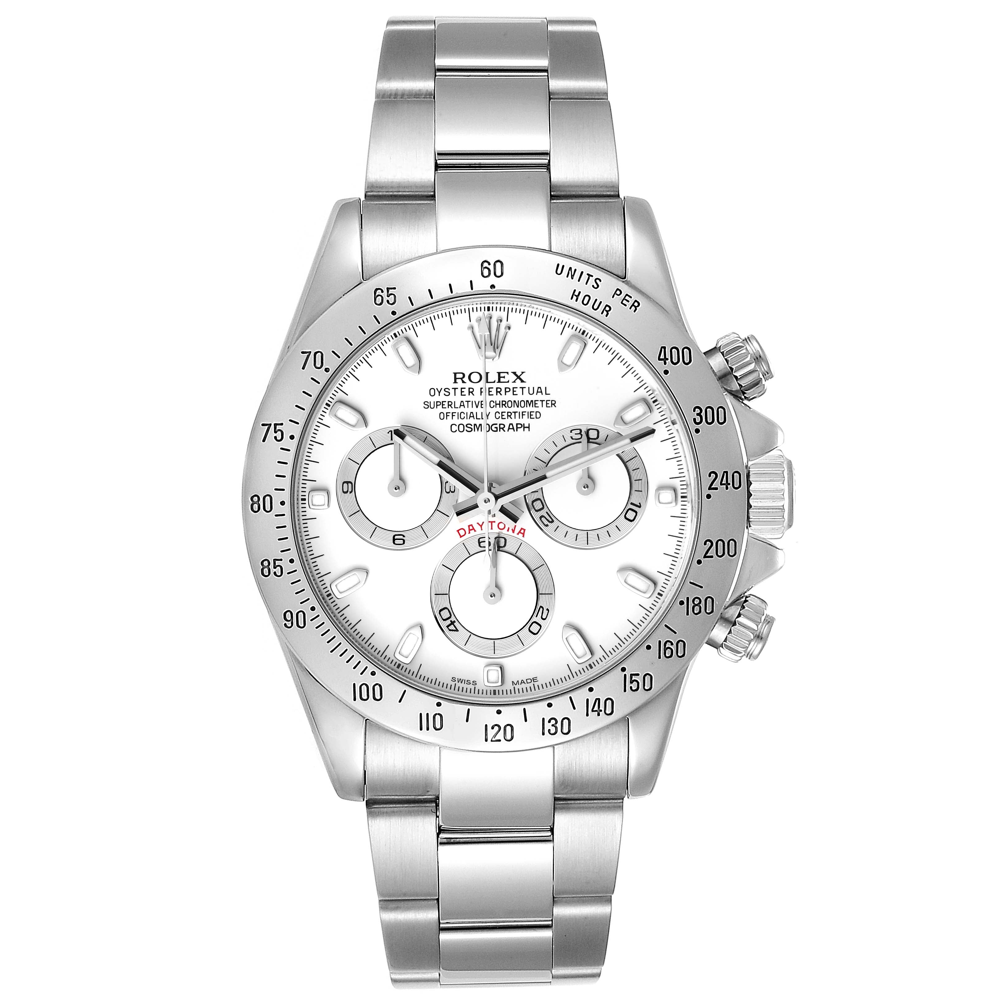 Rolex Daytona Steel White Dial Chronograph Mens Watch 116520 Box Card