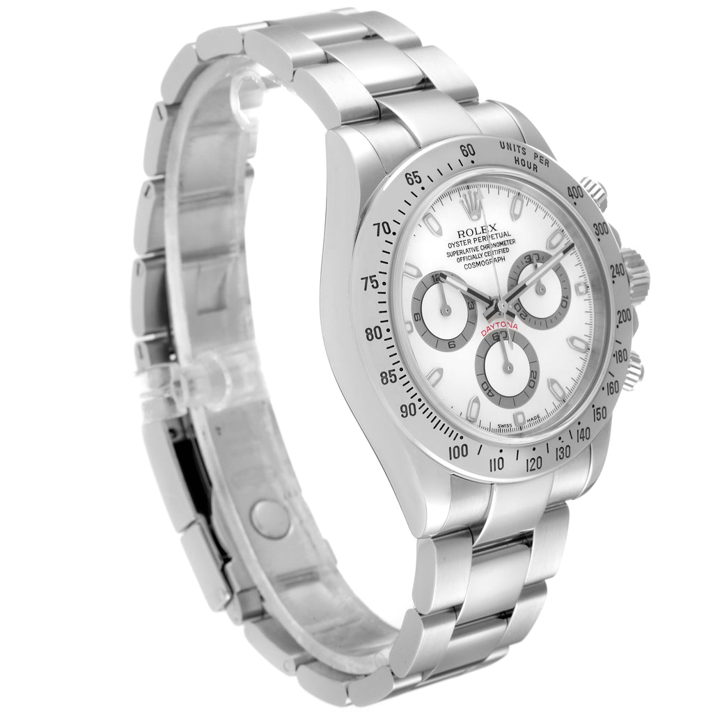 Rolex Daytona Steel White Dial Chronograph Mens Watch 116520 Box Papers