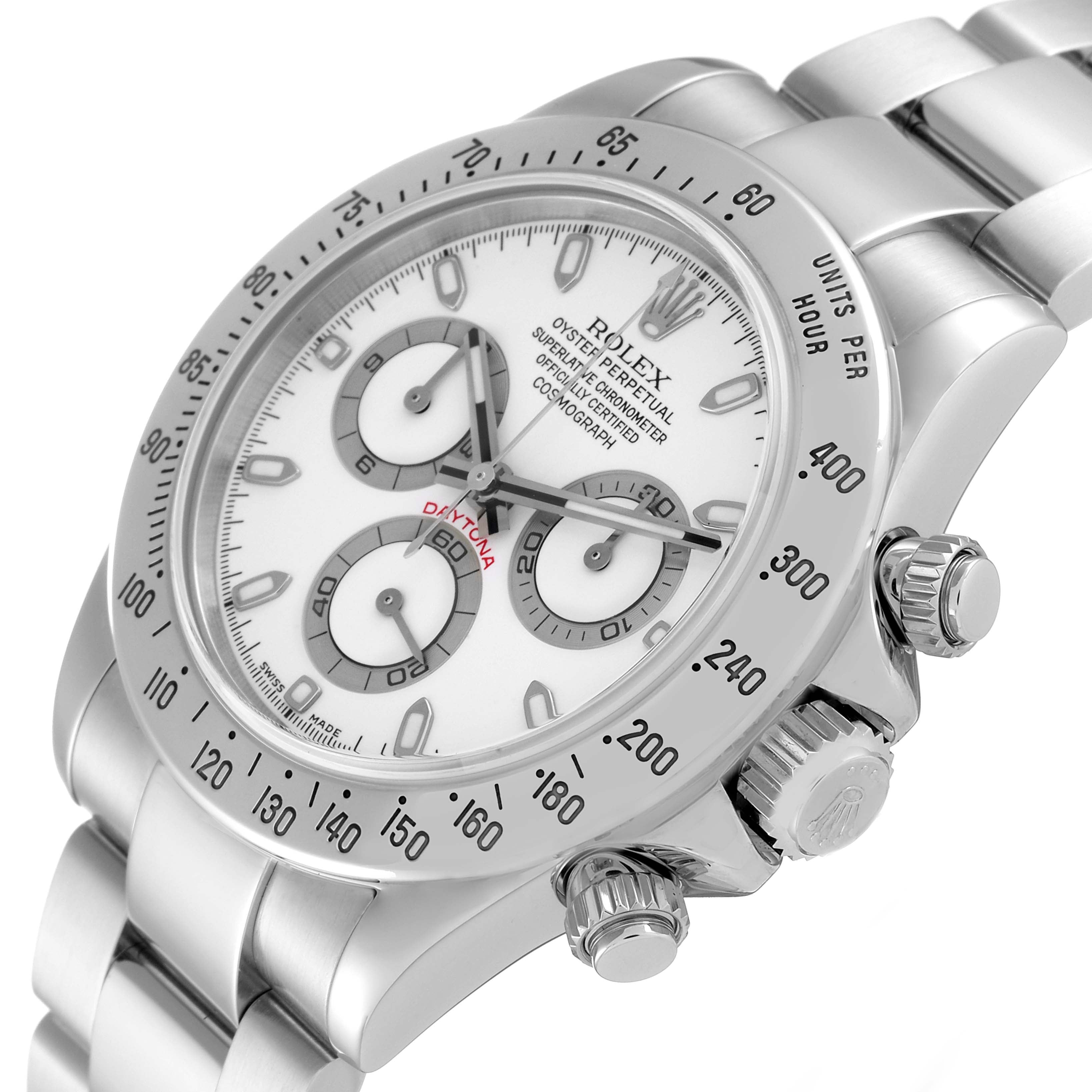 Rolex Daytona Steel White Dial Chronograph Mens Watch 116520 Box Papers