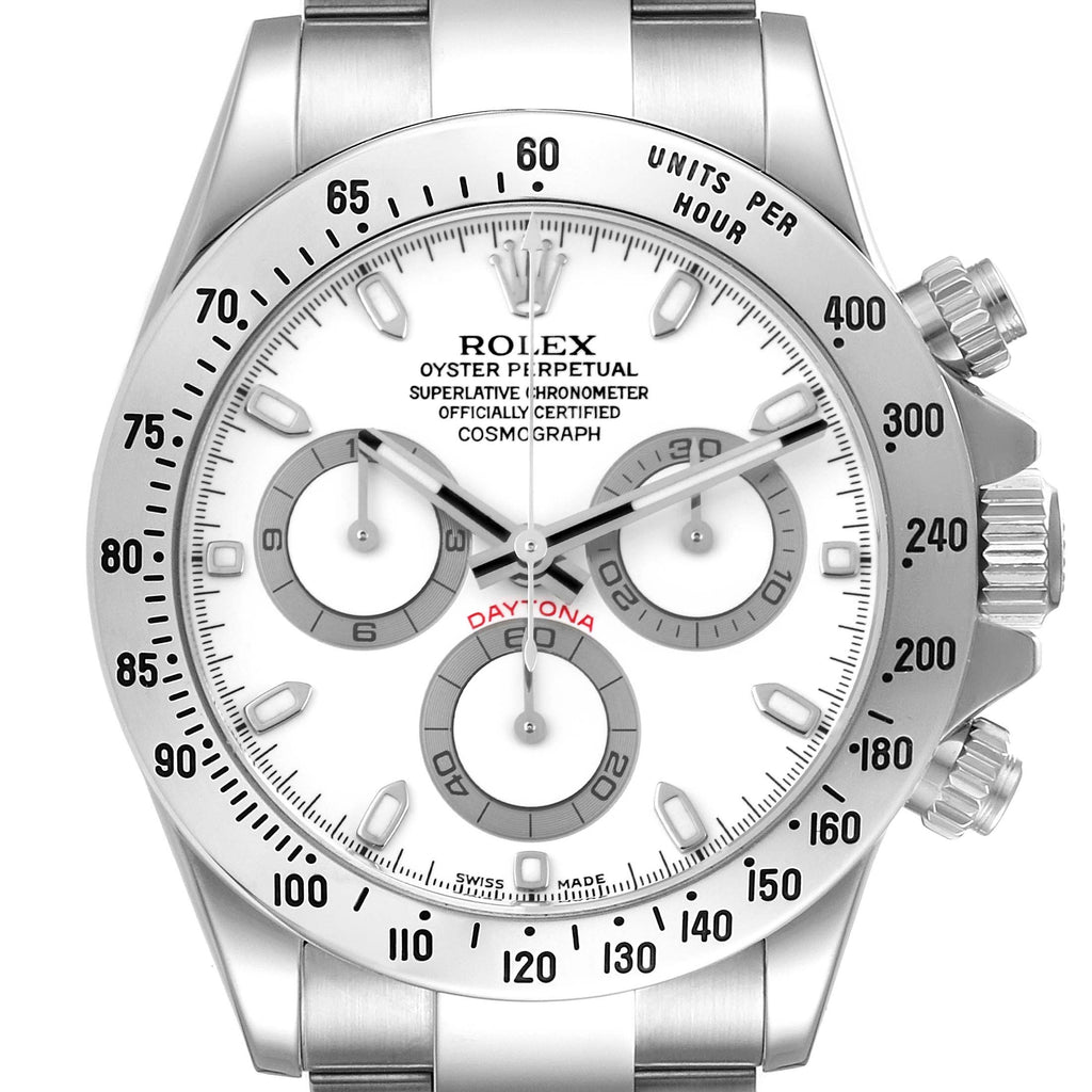 Rolex Daytona Steel White Dial Chronograph Mens Watch 116520 Box Papers