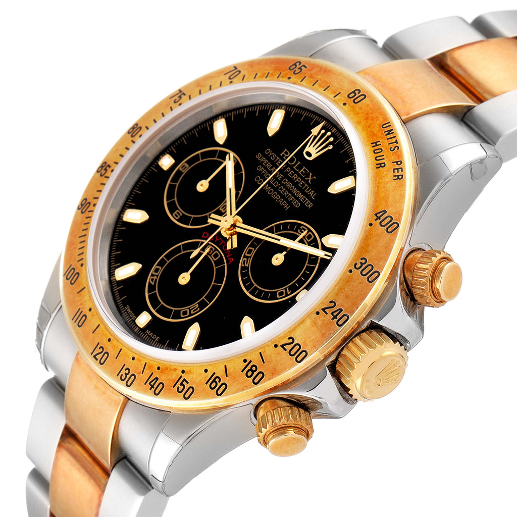 Rolex Daytona Steel Yellow Gold Black Dial Mens Watch 116523 NOS Unworn