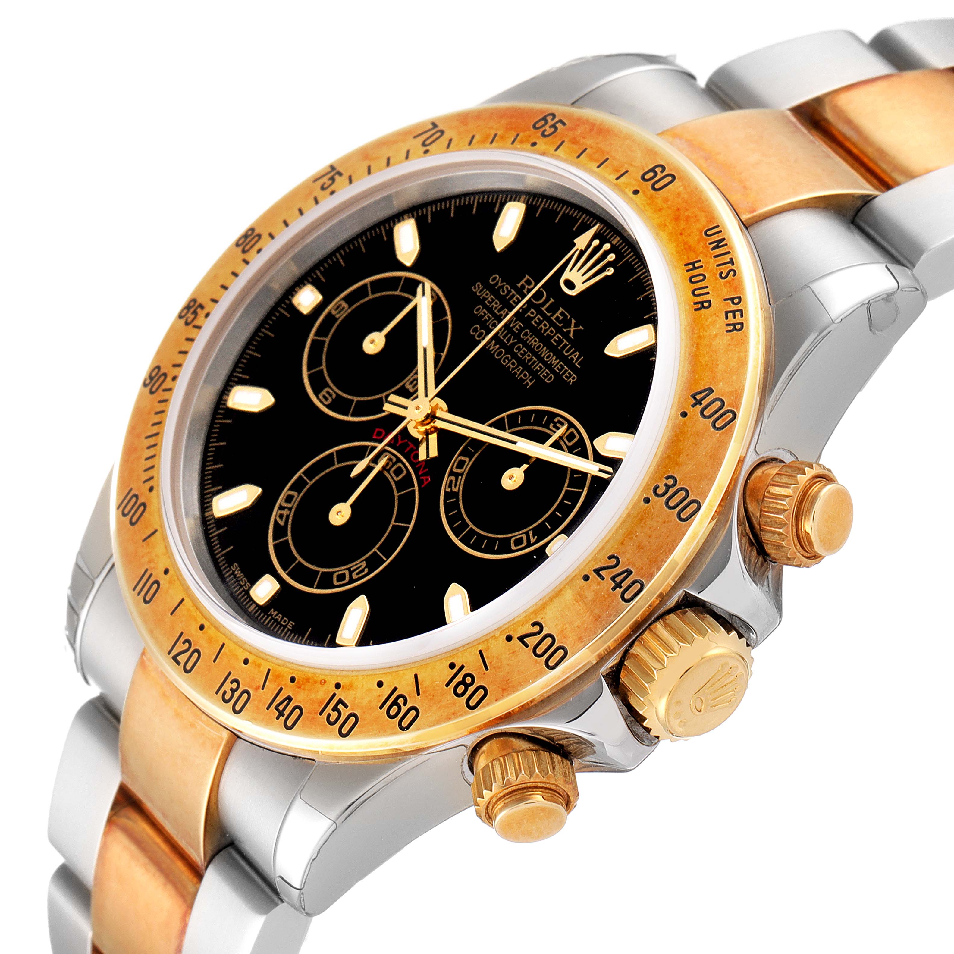 Rolex Daytona Steel Yellow Gold Black Dial Mens Watch 116523 NOS Unworn