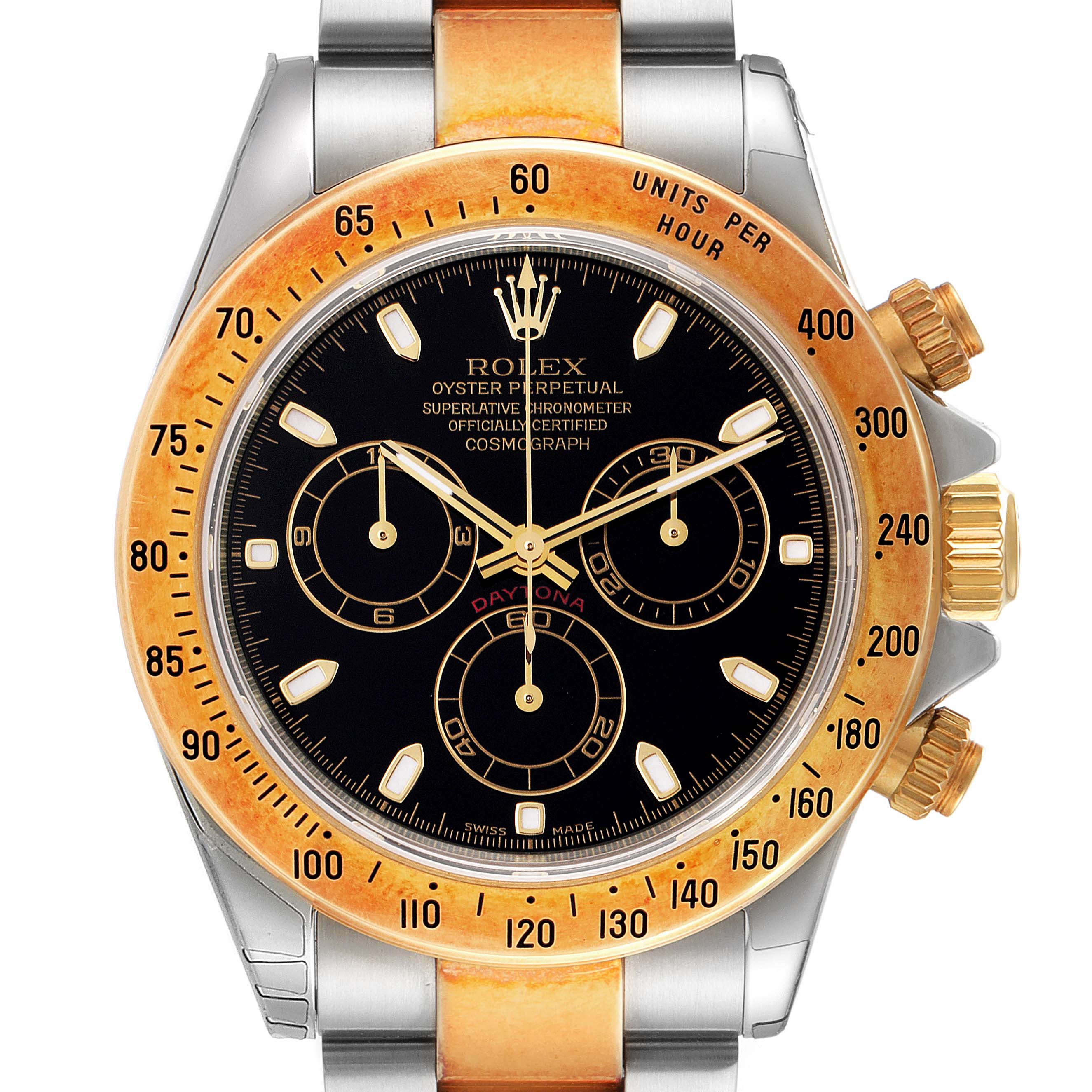 Rolex Daytona Steel Yellow Gold Black Dial Mens Watch 116523 NOS Unworn