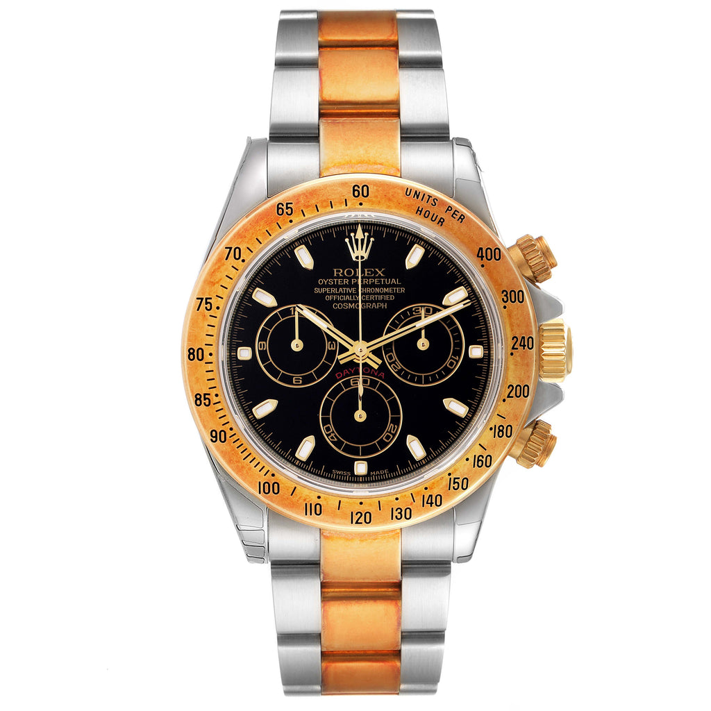 Rolex Daytona Steel Yellow Gold Black Dial Mens Watch 116523 NOS Unworn