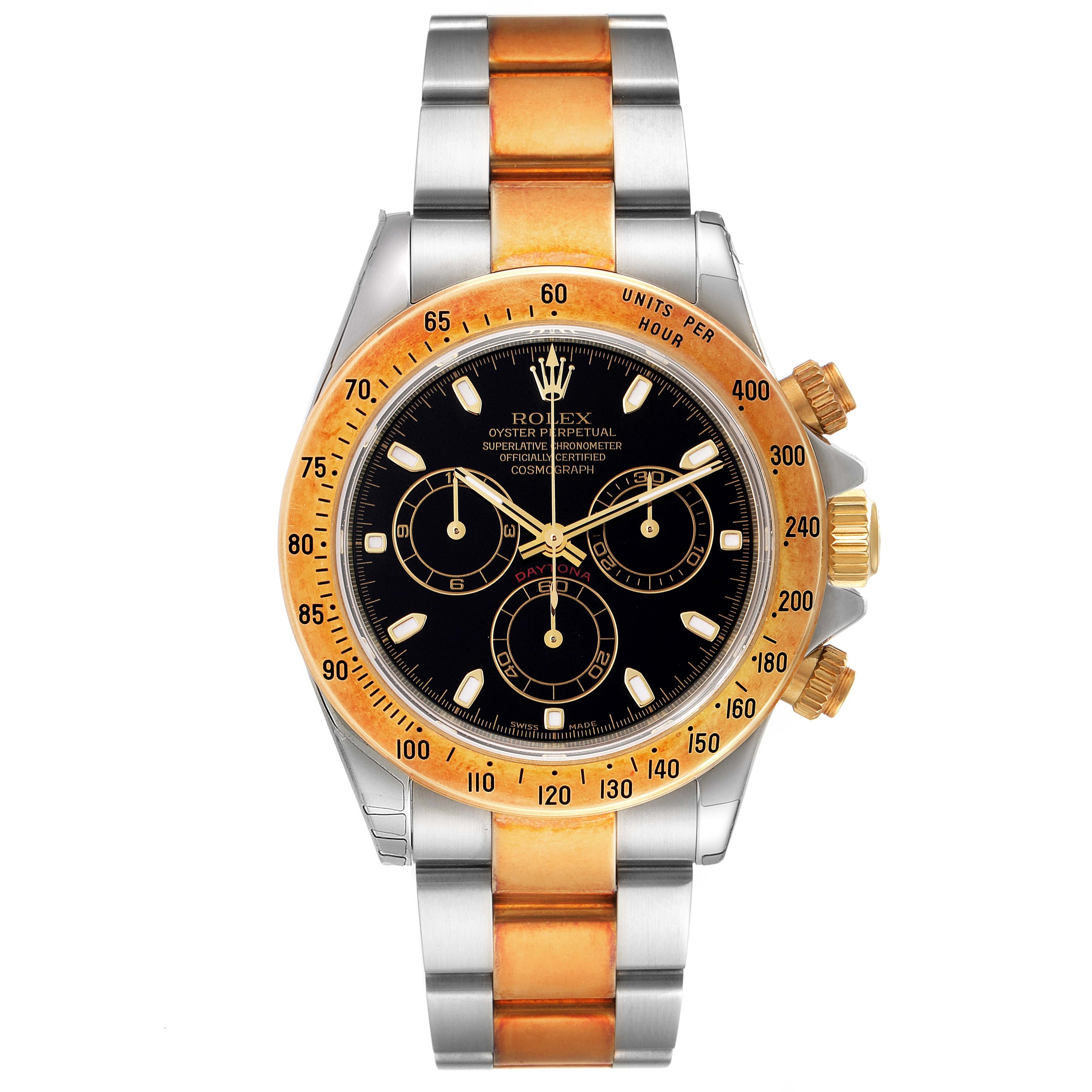 Rolex Daytona Steel Yellow Gold Black Dial Mens Watch 116523 NOS Unworn