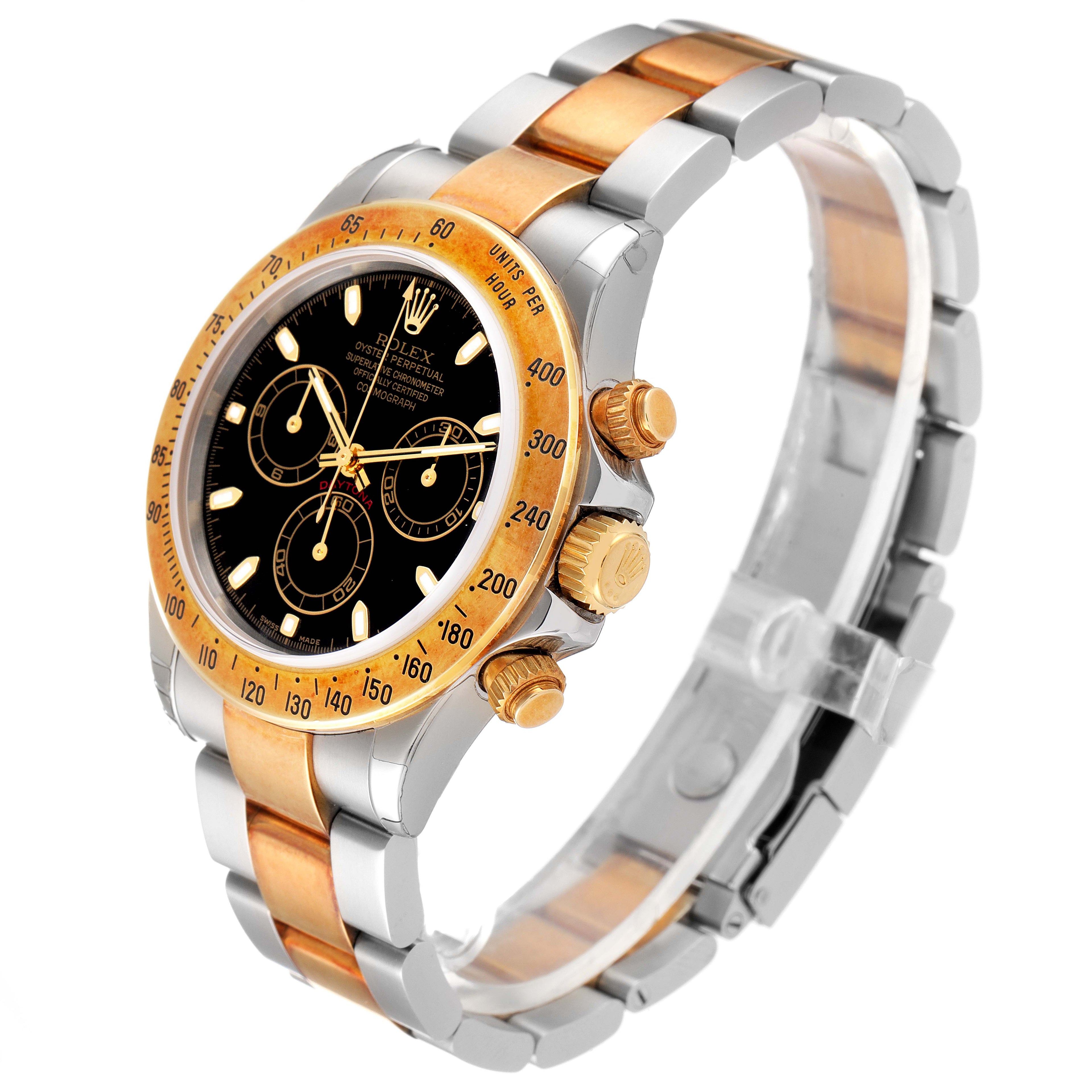 Rolex Daytona Steel Yellow Gold Black Dial Mens Watch 116523 NOS Unworn
