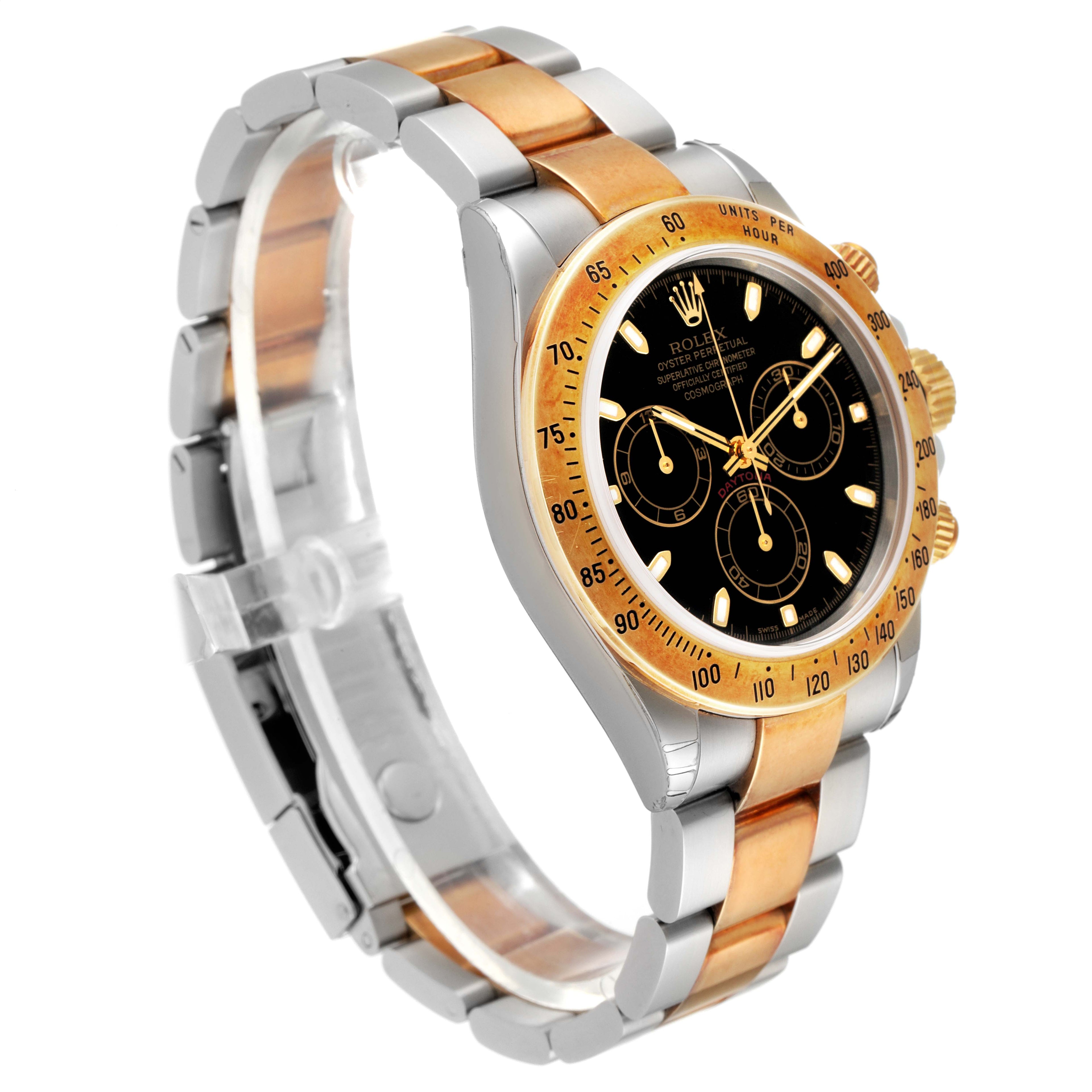 Rolex Daytona Steel Yellow Gold Black Dial Mens Watch 116523 NOS Unworn