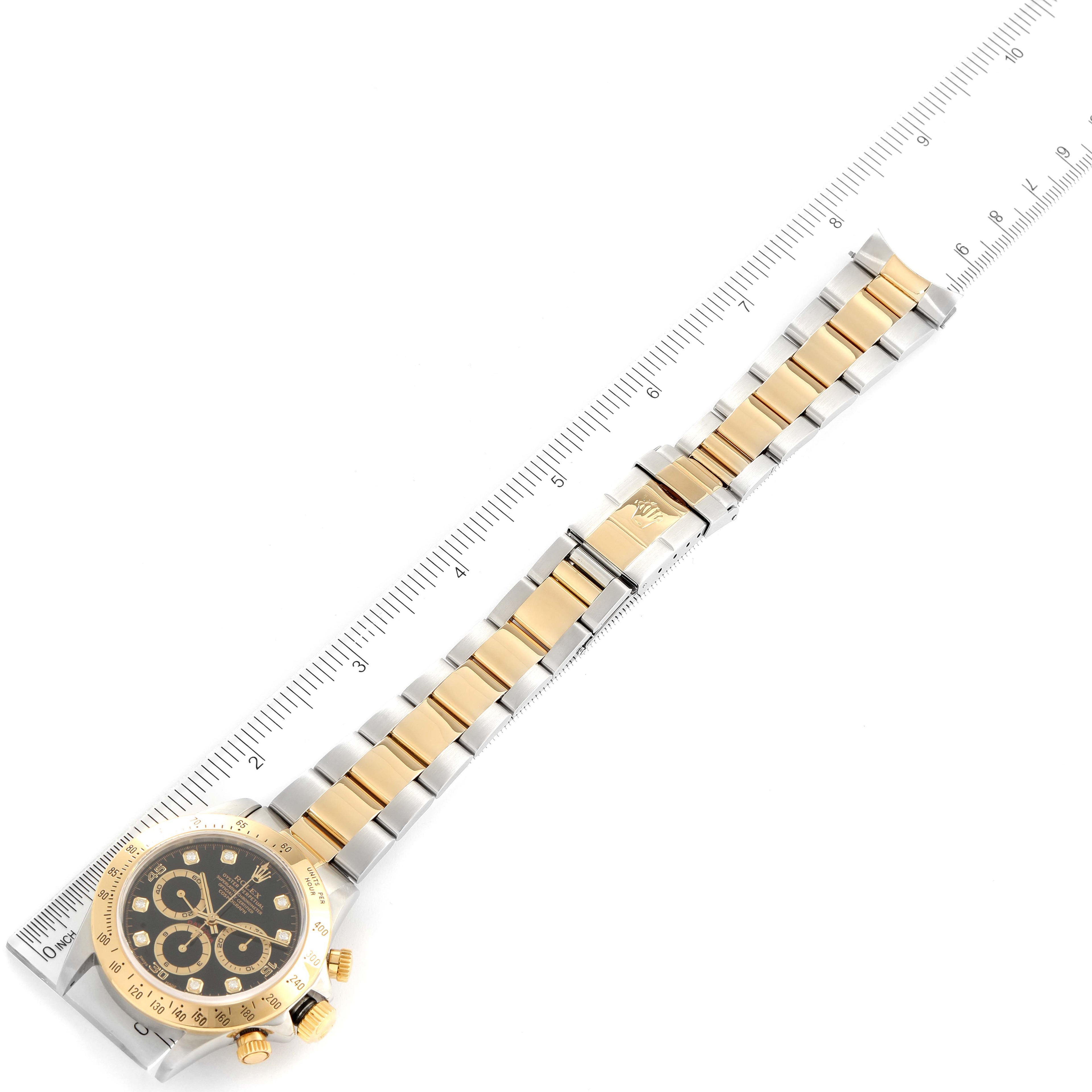 Rolex Daytona Steel Yellow Gold Black Diamond Dial Mens Watch 16523