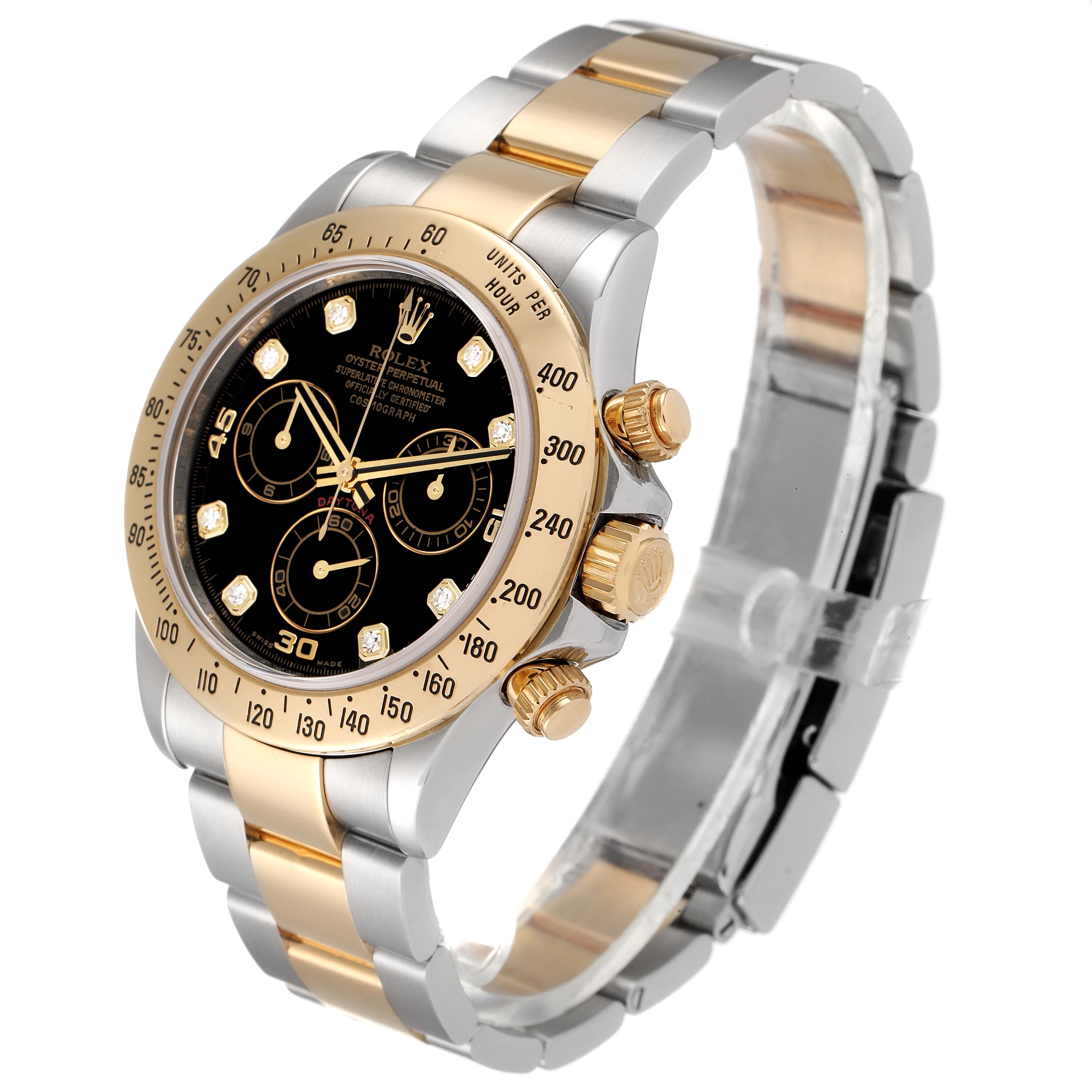 Rolex Daytona Steel Yellow Gold Diamond Chronograph Watch 116523