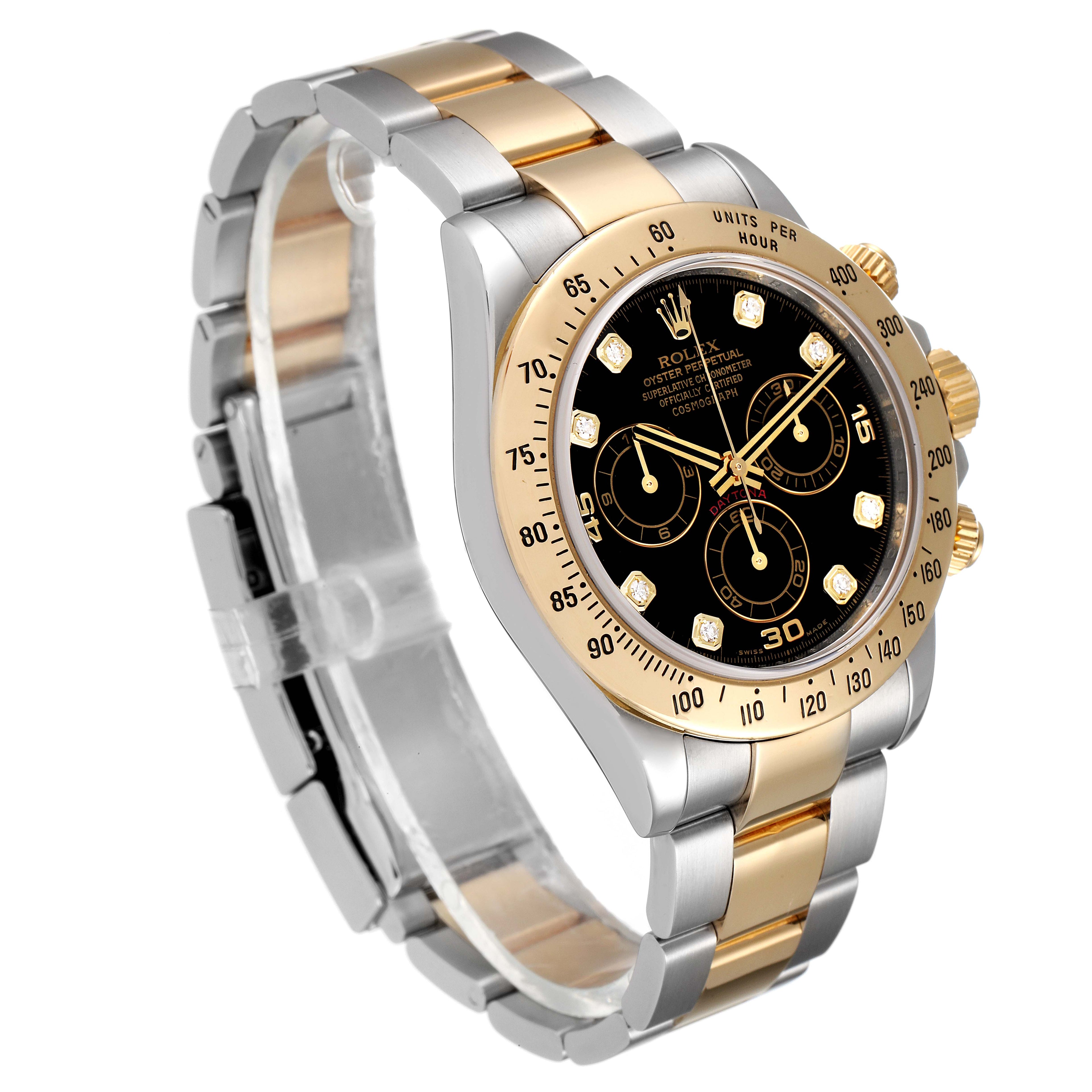 Rolex Daytona Steel Yellow Gold Diamond Chronograph Watch 116523