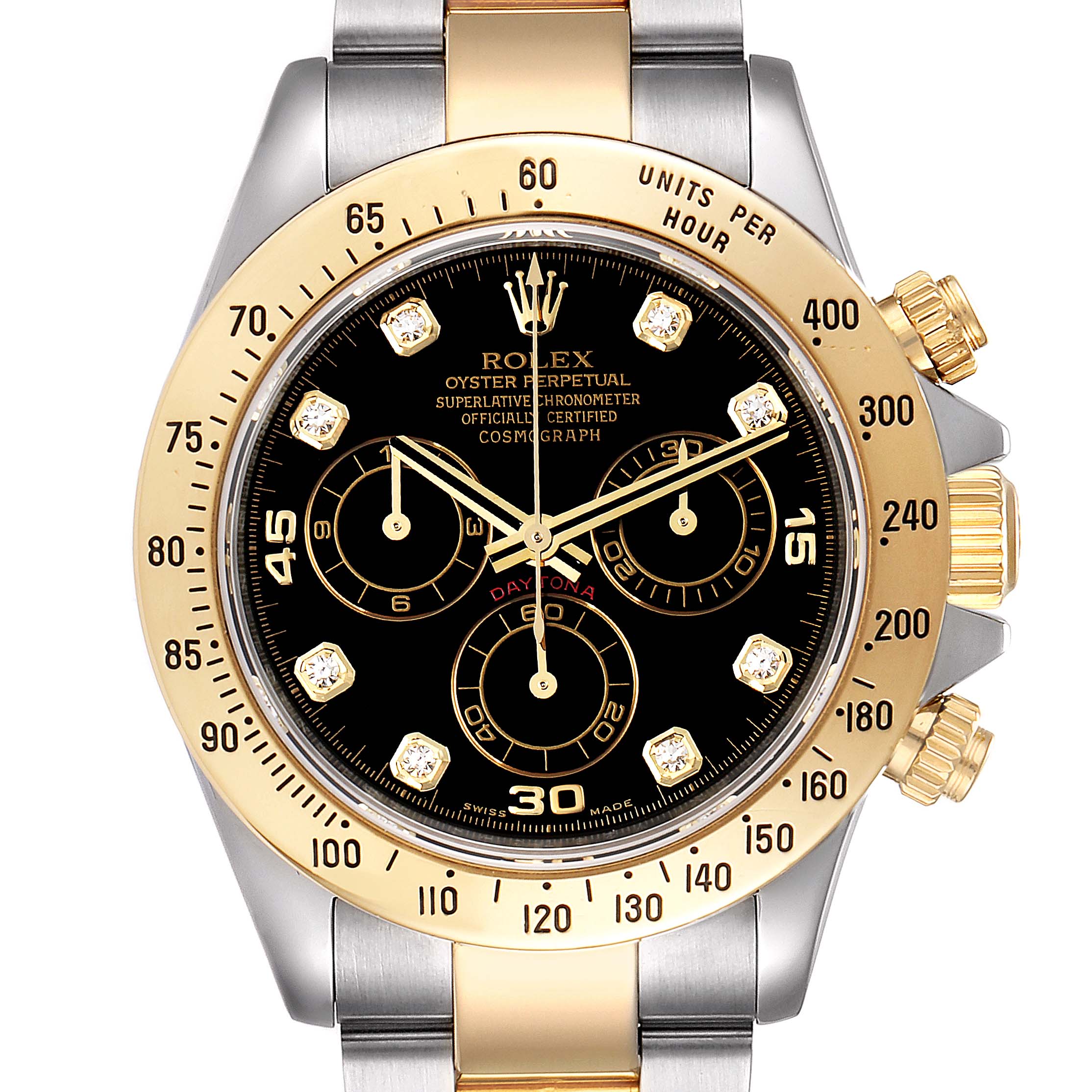 Rolex Daytona Steel Yellow Gold Diamond Chronograph Watch 116523