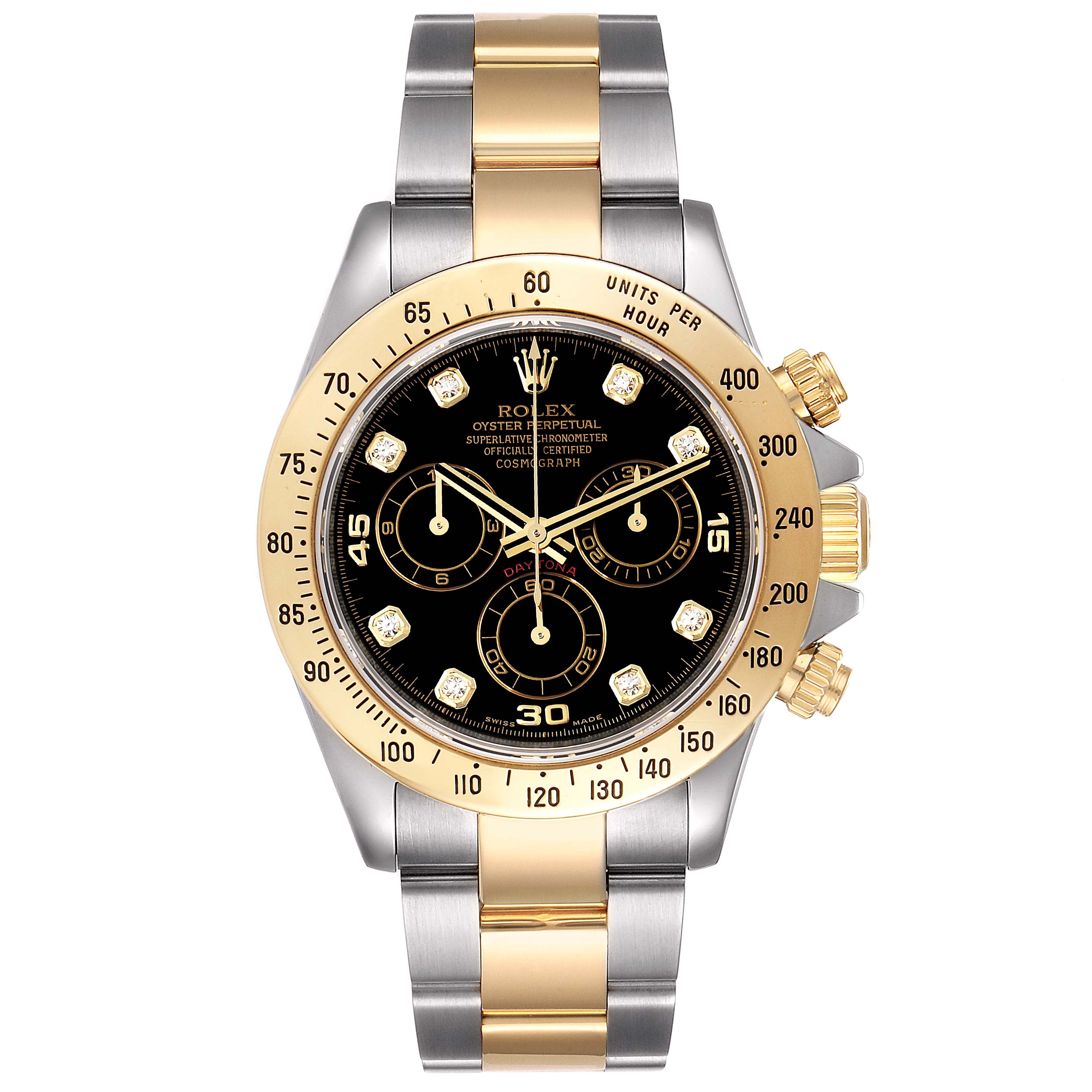 Rolex Daytona Steel Yellow Gold Diamond Chronograph Watch 116523