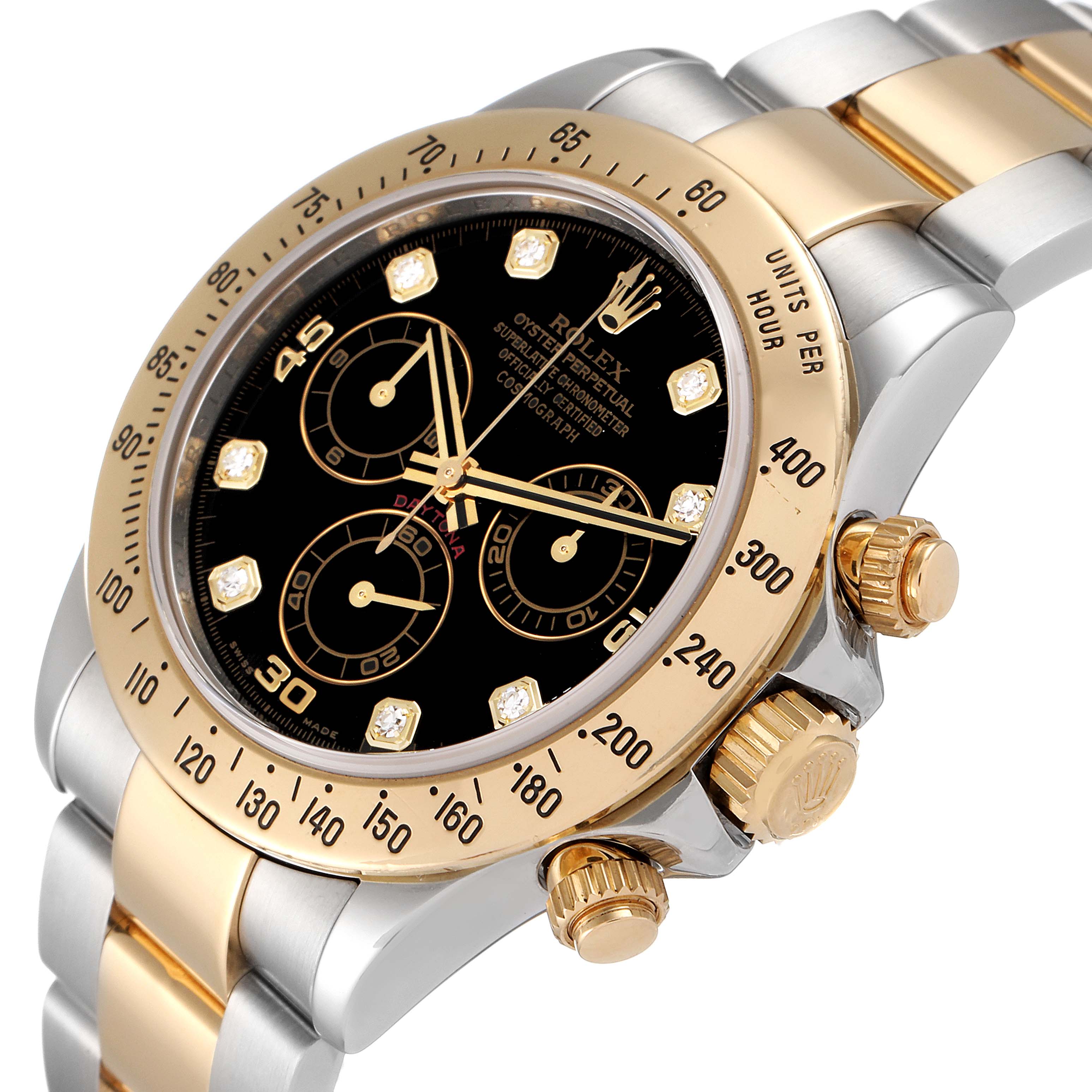 Rolex Daytona Steel Yellow Gold Diamond Chronograph Watch 116523