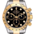 Rolex Daytona Steel Yellow Gold Diamond Chronograph Watch 116523 Box Papers