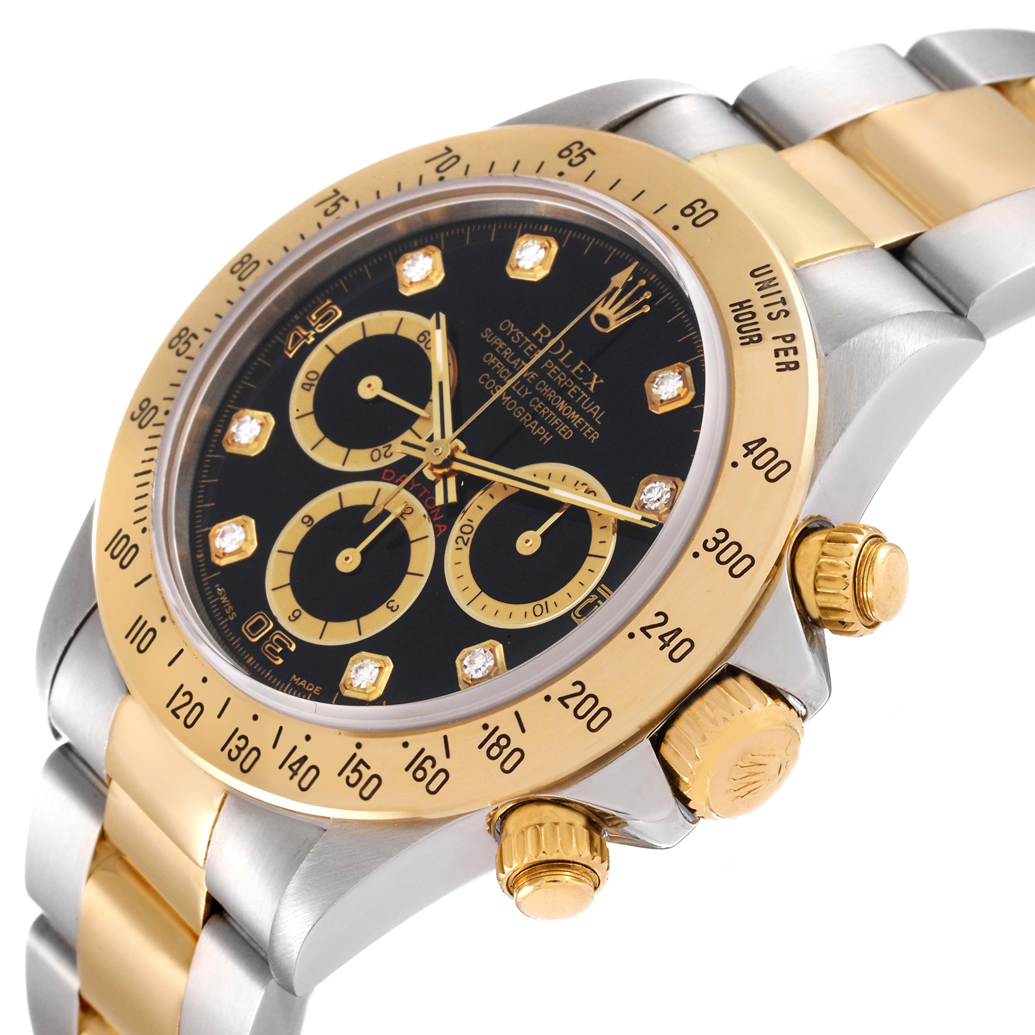 Rolex Daytona Steel Yellow Gold Inverted 6 Black Dial Mens Watch 16523