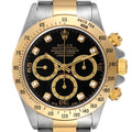 Rolex Daytona Steel Yellow Gold Inverted 6 Black Dial Mens Watch 16523