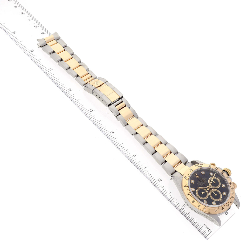 Rolex Daytona Steel Yellow Gold Inverted 6 Black Dial Mens Watch 16523
