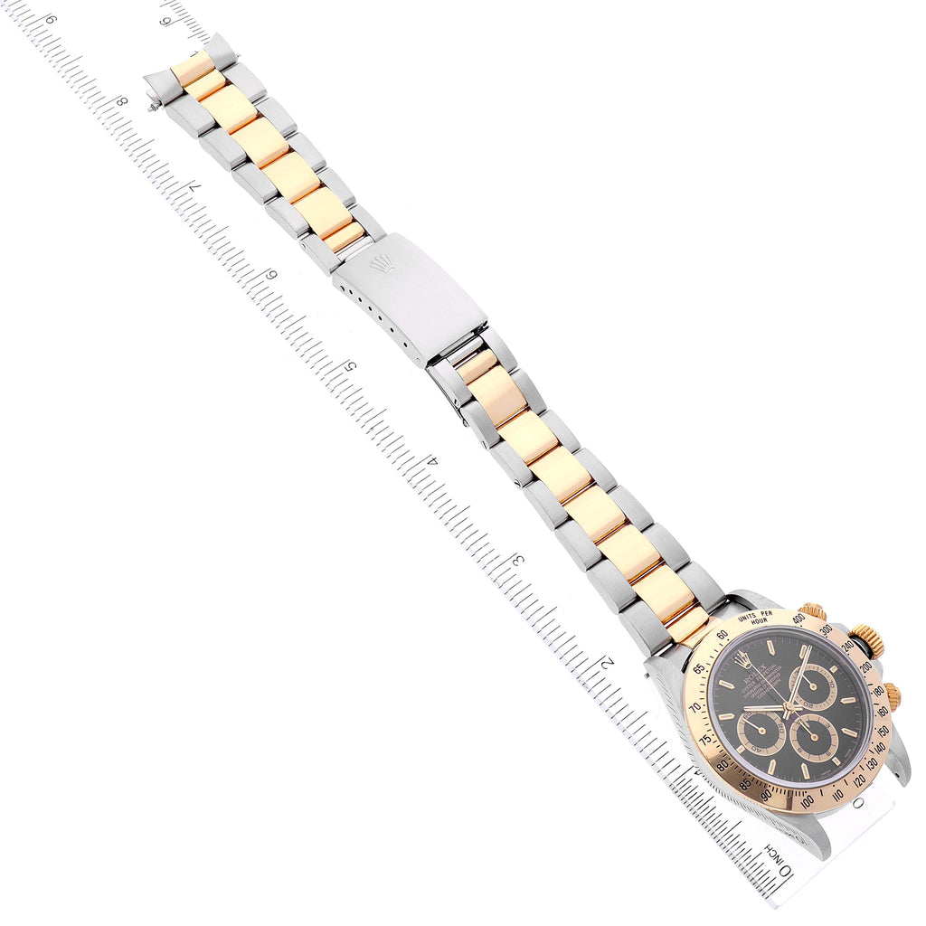 Rolex Daytona Steel Yellow Gold  Black Dial Watch 16523 Box Papers