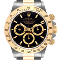 Rolex Daytona Steel Yellow Gold  Black Dial Watch 16523 Box Papers