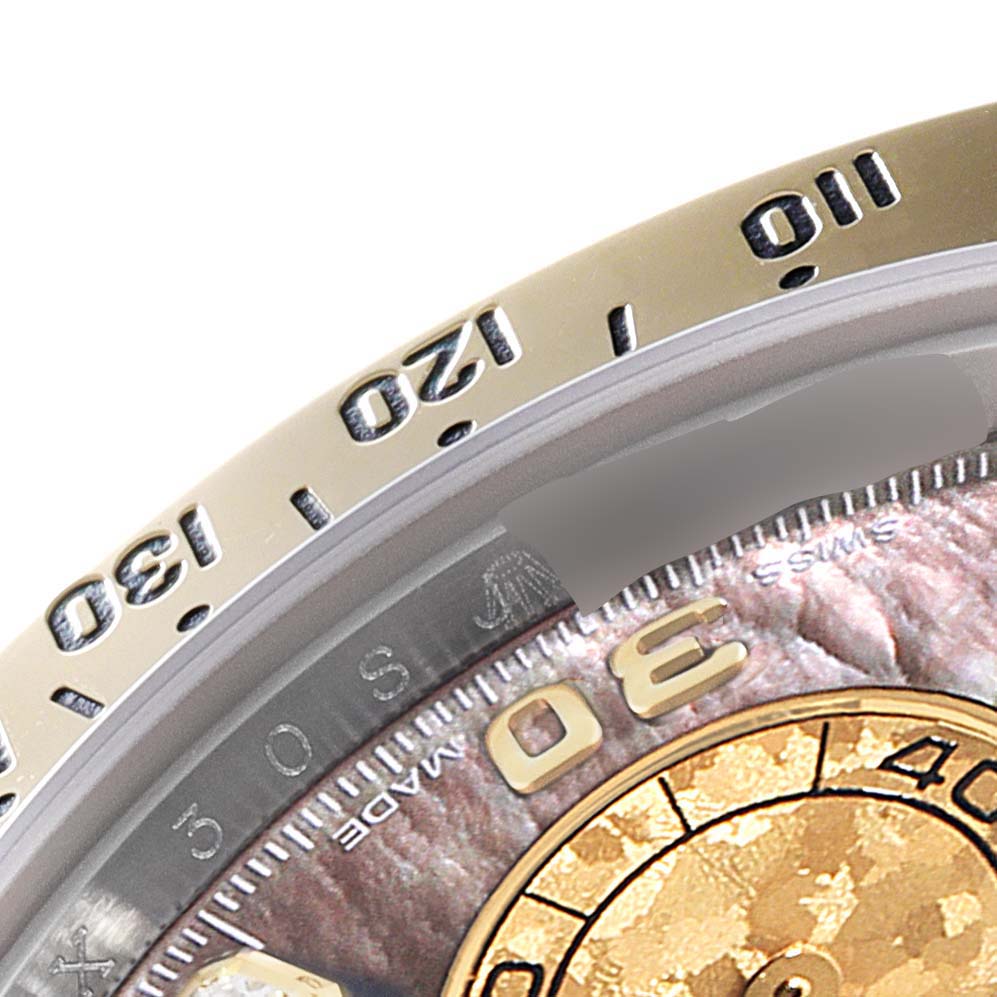 Rolex Daytona Steel Yellow Gold MOP Diamond Mens Watch 116523 Box Card