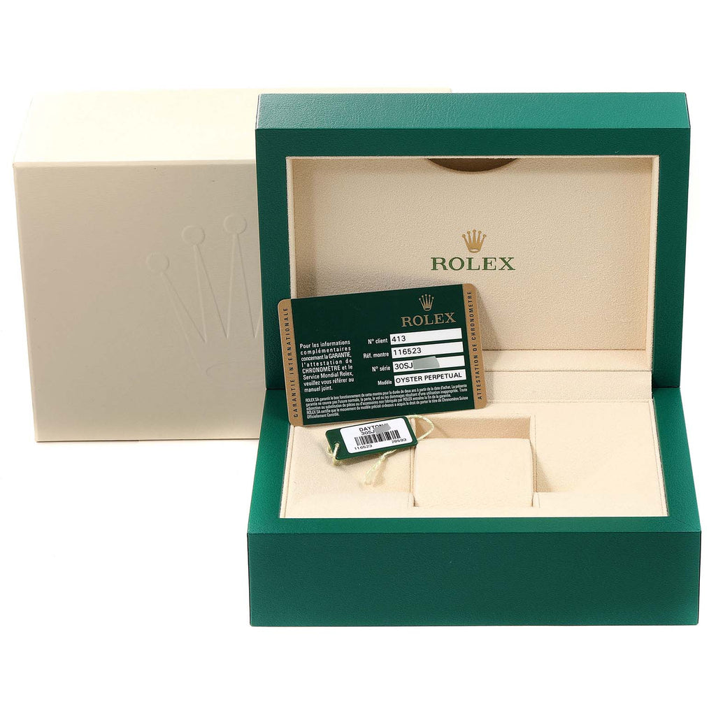 Rolex Daytona Steel Yellow Gold MOP Diamond Mens Watch 116523 Box Card