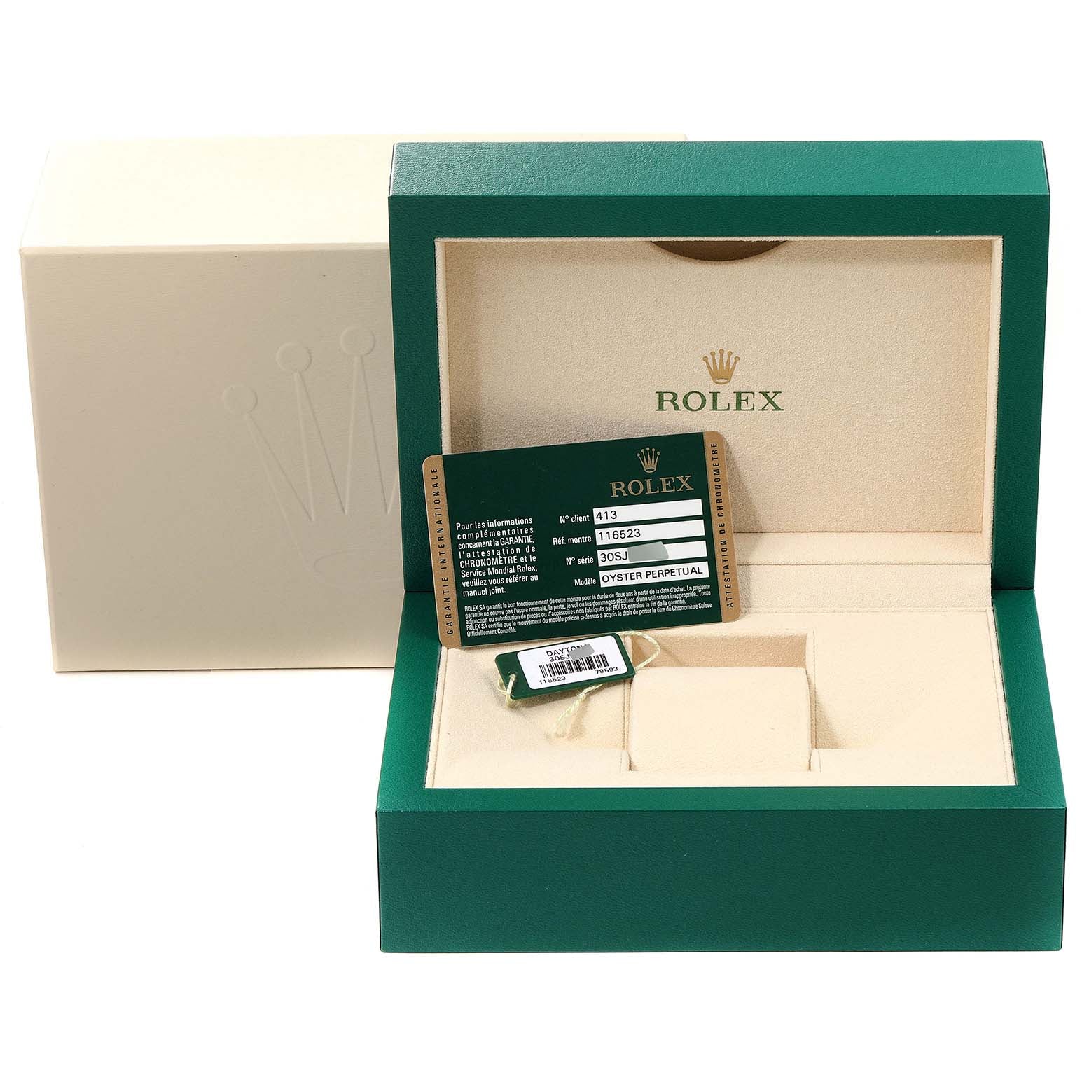 Rolex Daytona Steel Yellow Gold MOP Diamond Mens Watch 116523 Box Card